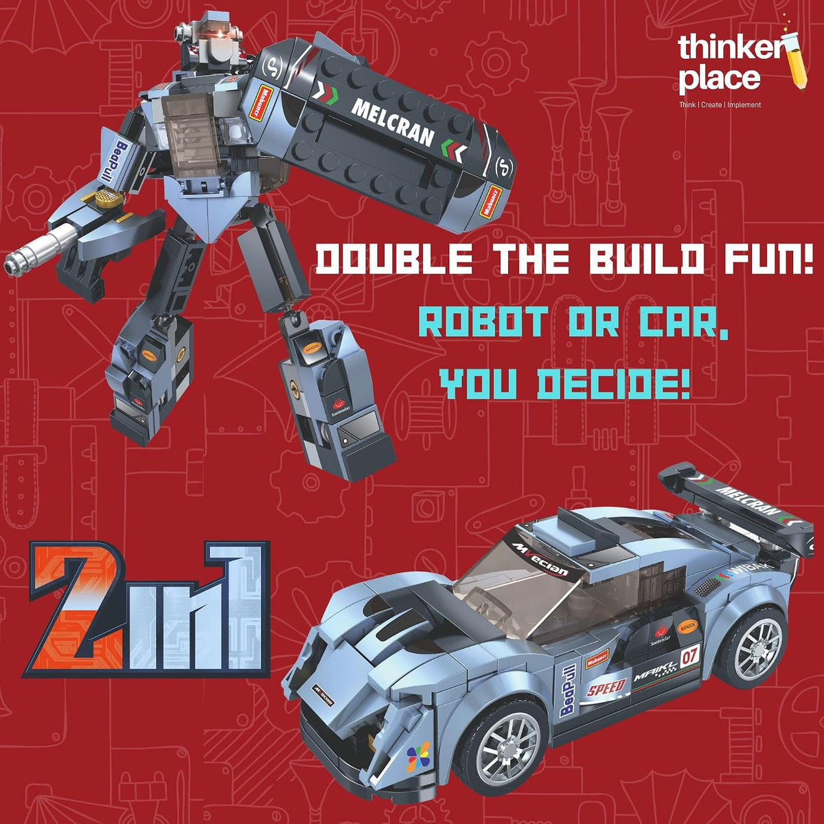 Cobalt Racer 2-in-1 Robot & Sports Car (229 Pieces) | Learn About Machines | Building Block Set for Kids Age 6+ | STEM Educational Toy | Build, Play & Learn | Science & Learning Toy