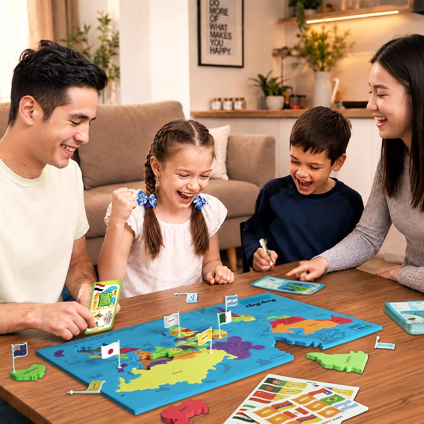 Imagimake Mapology World Flash Cards | Educational Toy Age 7+ | EVA foam World puzzle: 75 country pieces, 65 flags & stickers, 52 swipe & reveal cards & super swiper; master 200+ facts