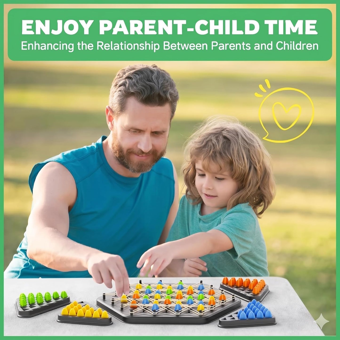 Chain Triangle Chess Game, Rubber Band Puzzle Mind Games for Kids, Board Games for Adults Family 2-4 Players, Brain Treaser Puzzle Strategy Board Game, Gifts for Kids 5+ Years