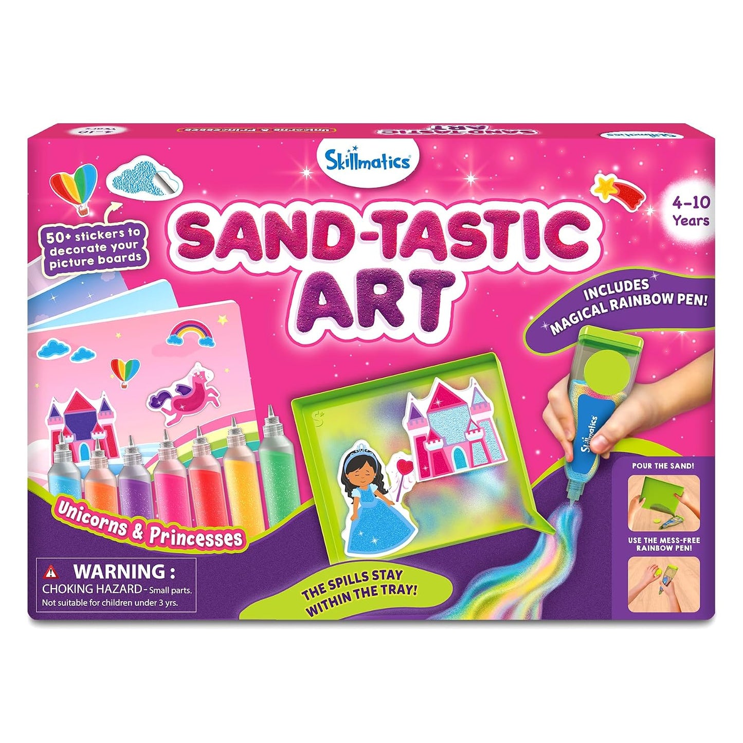Skillmatics Sand Art – Mess-Controlled Unicorn & Princess Craft Activity | DIY Kit with 50+ Colourful Stickers, Creative Arts for Kids, Fun Hands-On Activity, Gifts for Ages 4, 5, 6, 7, 8, 9, 10