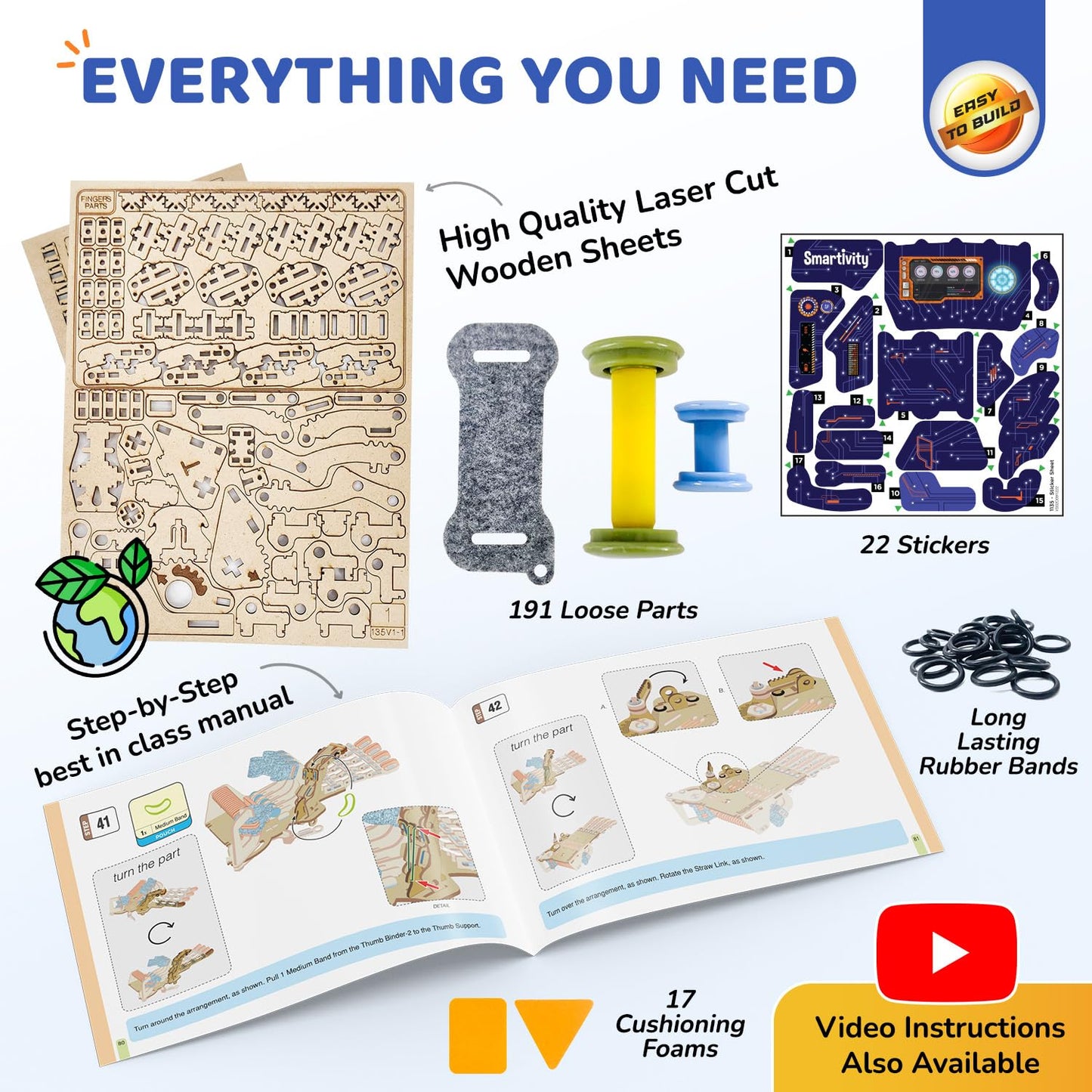 Smartivity Robotic Mechanical Hand STEM Toy for Kids 8-14 | Parents' Choice Award Winner | Superhero STEM Toy | Birthday Gift for Boys & Girls Ages 8,9,10,11,12,13,14