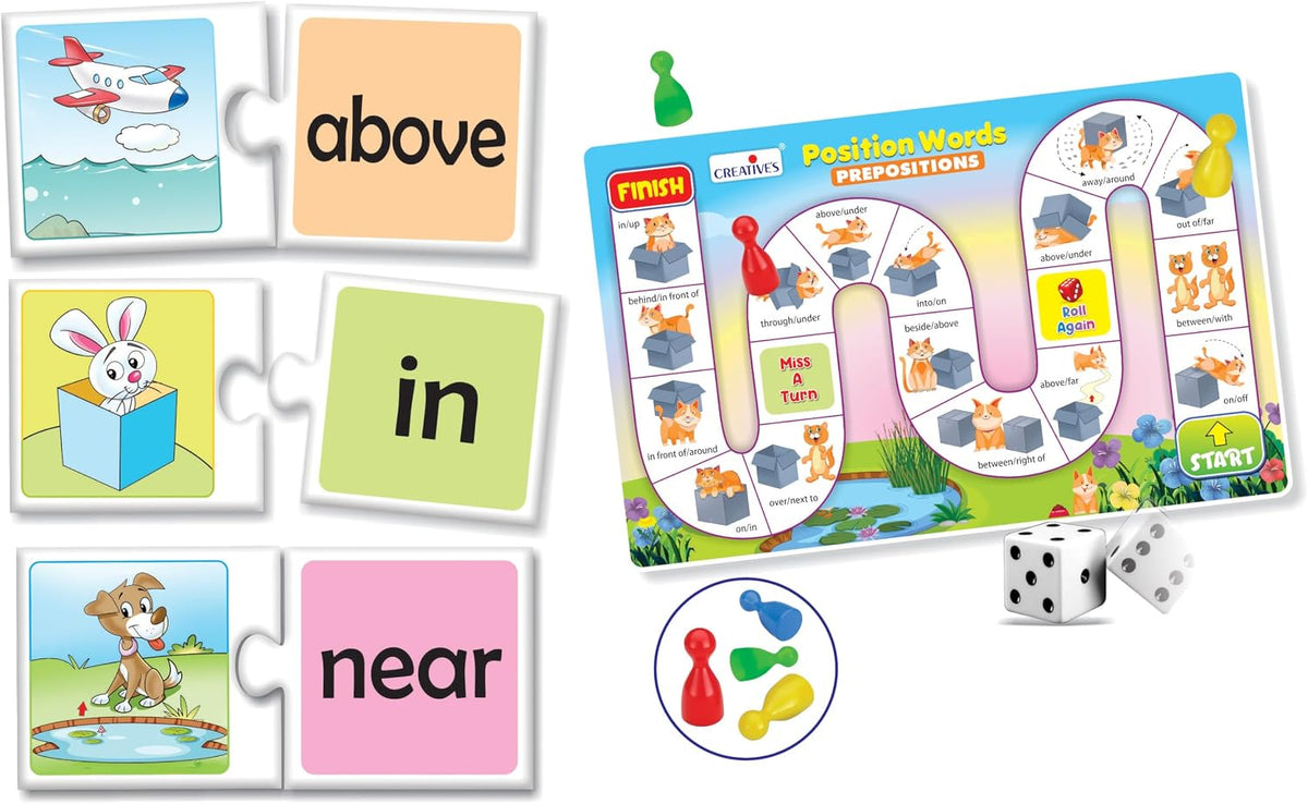 Creative's Position Words | Self-correcting Match-ups Puzzles | Board Game for kids | Learning & Educational Fun Game | Reinforce Basic Prepositions | Fun Learning Boards Game | Ages 8 & Up