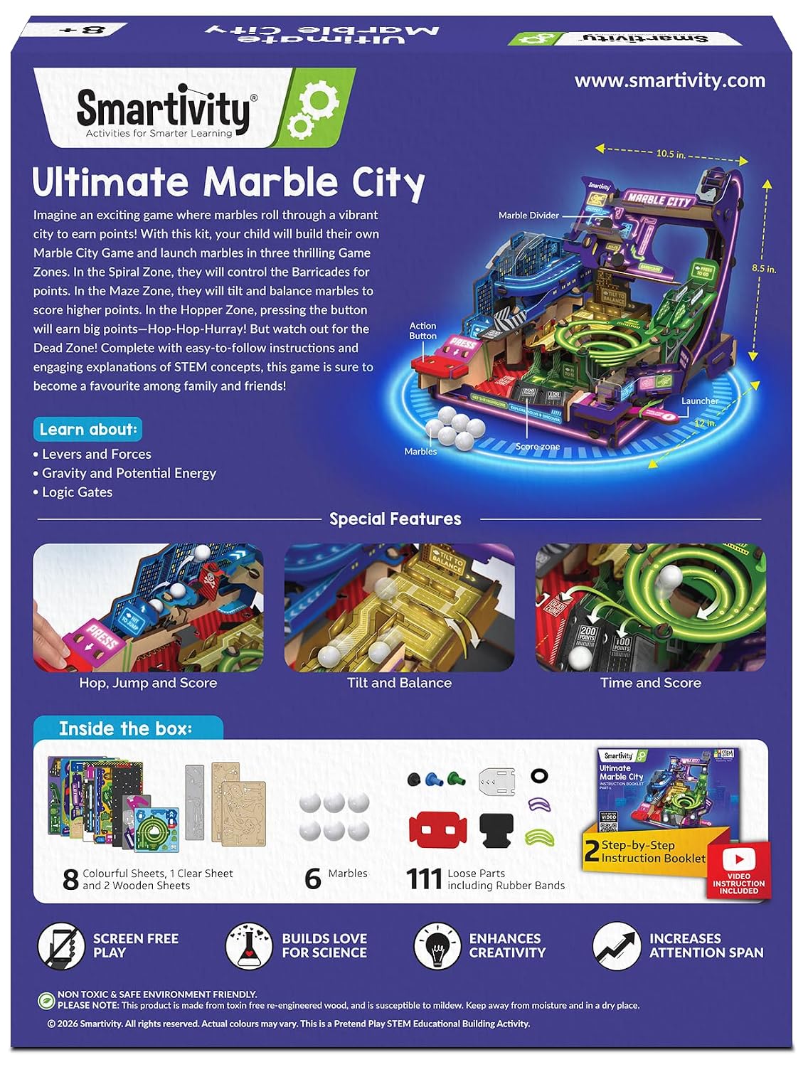 Smartivity Ultimate Marble City for Kids 8-14 Years | 3in1 Spiral, Maze & Hopper Game Zones | Build & Play STEM Toy | Birthday Gift for Boys & Girls Ages 8-14 Years