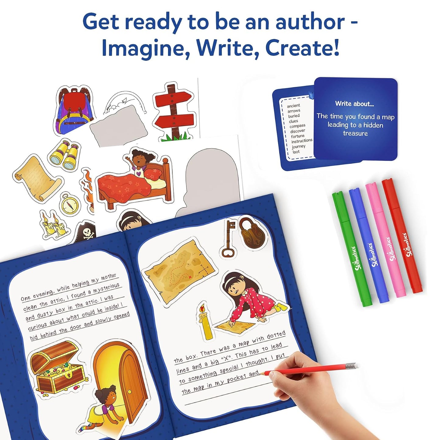 Skillmatics Storybook Art Kit – DIY Craft & Writing Kit with 150+ Stickers | Create Adventure Stories, Scrapbooking & Journal Activity, Screen-Free Fun, Gifts for Kids Ages 5–10