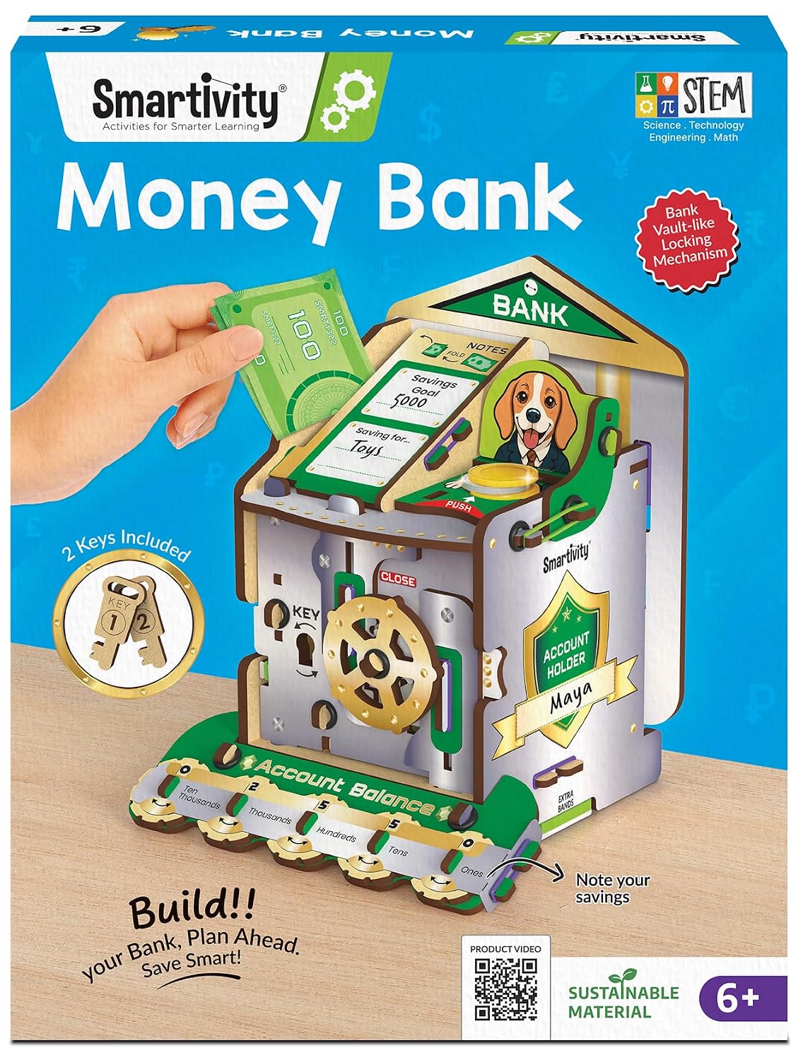 Smartivity DIY Piggy & Money Bank for Kids 6-12 Years | Smart Locking System with 2 Keys | Builds Savings Skills | Birthday Gift for Boys & Girls Ages 6-12 Years