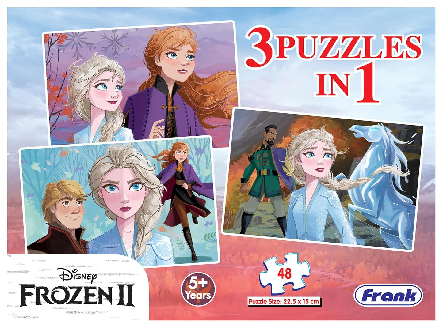 Frank Disney Frozen II Jigsaw Puzzle (48 Pieces) – 3-in-1 Puzzle for Kids 5 Years & Above – Fun & Challenging Brain Booster Game for Enhanced Focus and Memory Skills – 11317