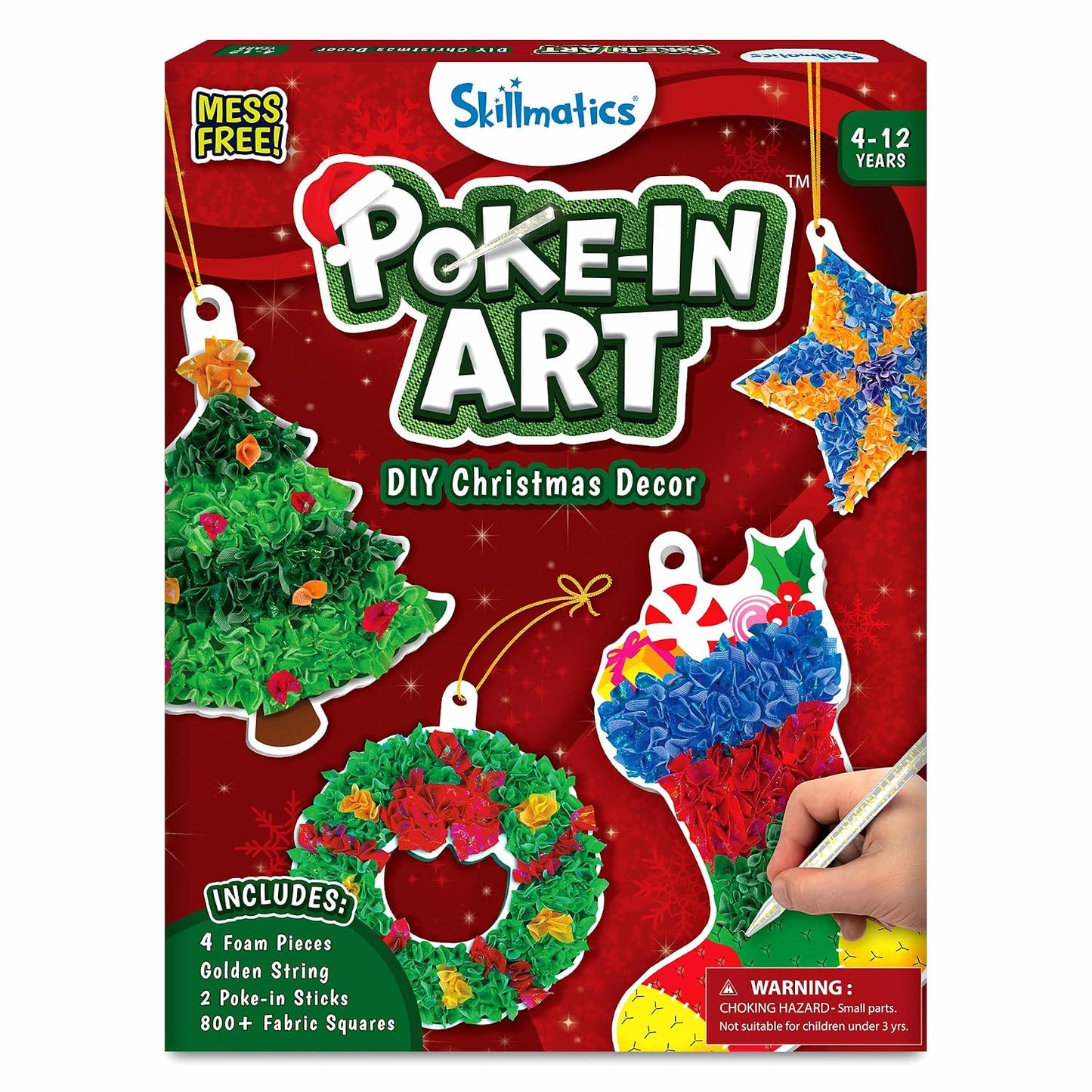 Skillmatics Poke-in Art – Christmas Decor, DIY Craft Kits | Mess-Free Art for Kids, Creative Activity, Screen-Free, Gift for Ages 4, 5, 6, 7, 8, 9, 10, 11, 12