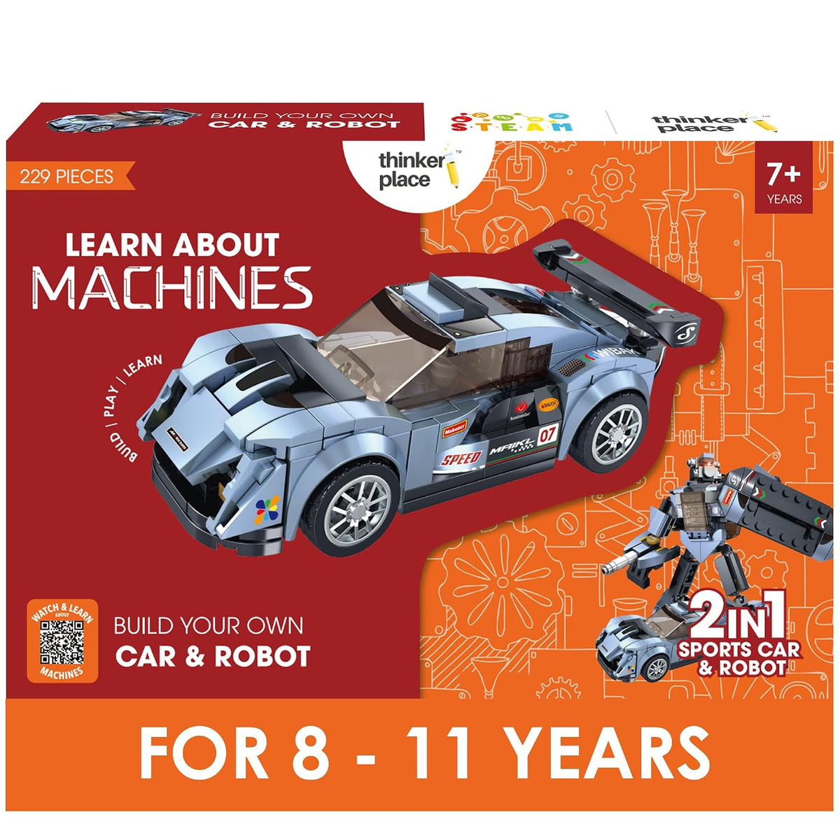 Cobalt Racer 2-in-1 Robot & Sports Car (229 Pieces) | Learn About Machines | Building Block Set for Kids Age 6+ | STEM Educational Toy | Build, Play & Learn | Science & Learning Toy
