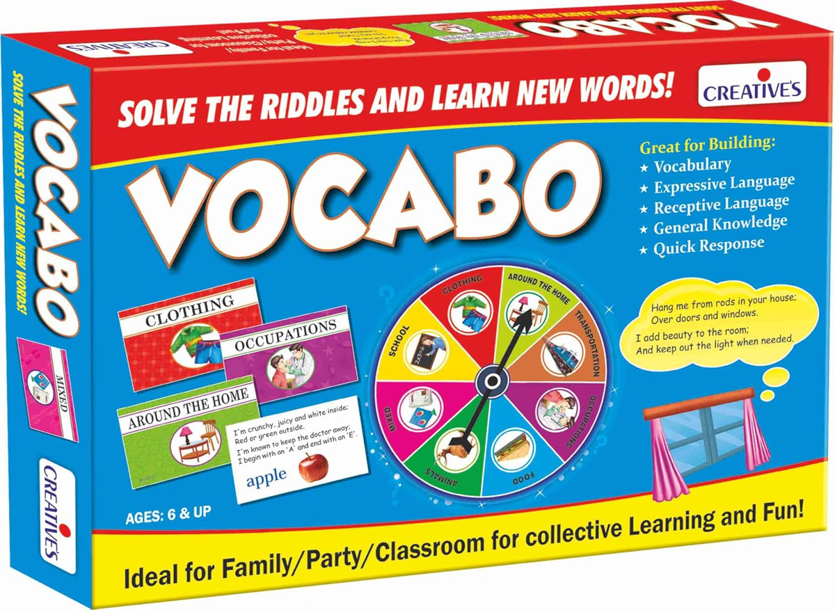 Creative's Vocabo Vocabulary Educational Board Game, Word Guessing & Riddle Game, Language Development, General Knowledge, Memory Skills & Family Learning Activity, 200 Cards, Ages 6 & Up