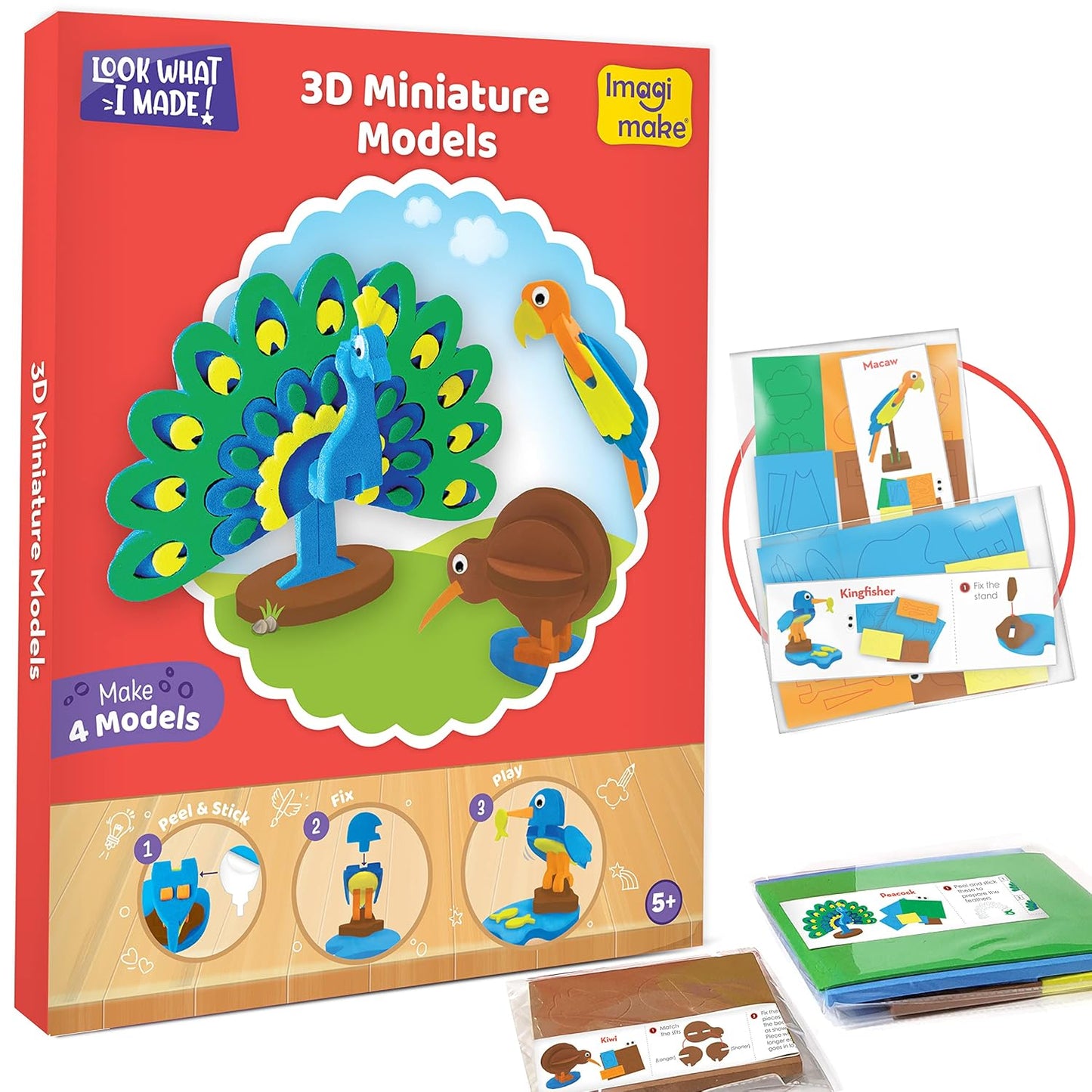 Imagimake 5-in-1 Awesome Craft Kit | Art & Craft Kit for Kids Age 5+ | 5 craft techniques—stamp art, jelly stickers, quilling, 3D paper & model making; 15+ projects, 100+ supplies
