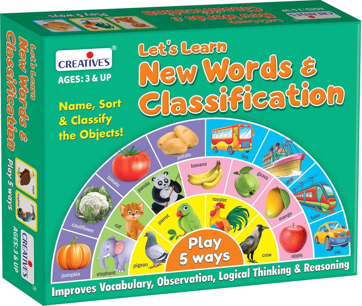 Creative’s Let’s Learn New Words & Classification | Learning Cards Game for Kids | Name, Classification, Memory, Snap Cards Game | Educational Game for Kids | Ages 3 & Up