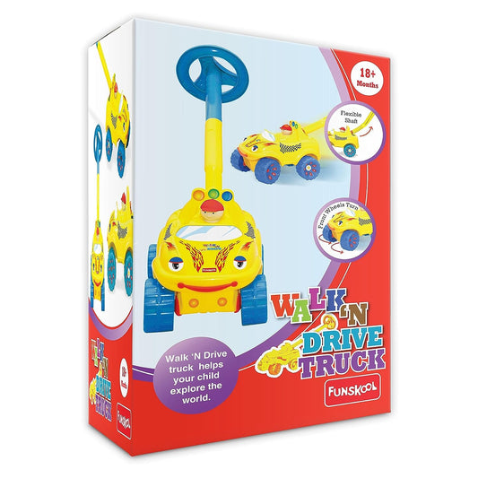 Funskool Walk N Drive Plastic Truck, Push And Drive Car, Encourages Walking and Pretend Play, 18 Months & Above, Infant And Preschool Toys, Multicolour