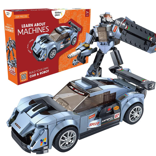 Cobalt Racer 2-in-1 Robot & Sports Car (229 Pieces) | Learn About Machines | Building Block Set for Kids Age 6+ | STEM Educational Toy | Build, Play & Learn | Science & Learning Toy