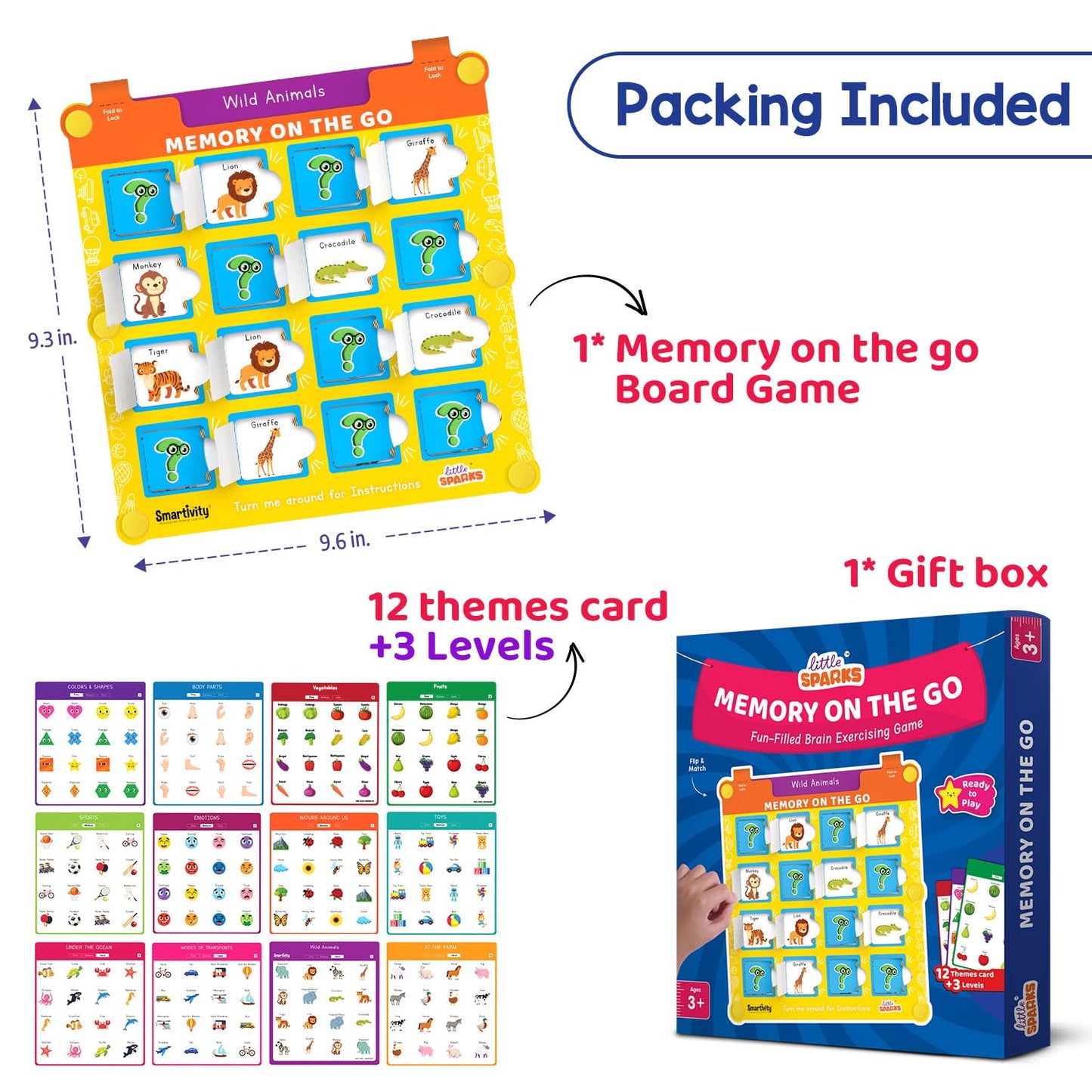 Smartivity Memory Matching Game for Kids 3-6 Years | 12 Theme Cards & 3 Level Challenges | Preschool Learning Toy | Birthday Gift for Boys & Girls Ages 3,4,5,6