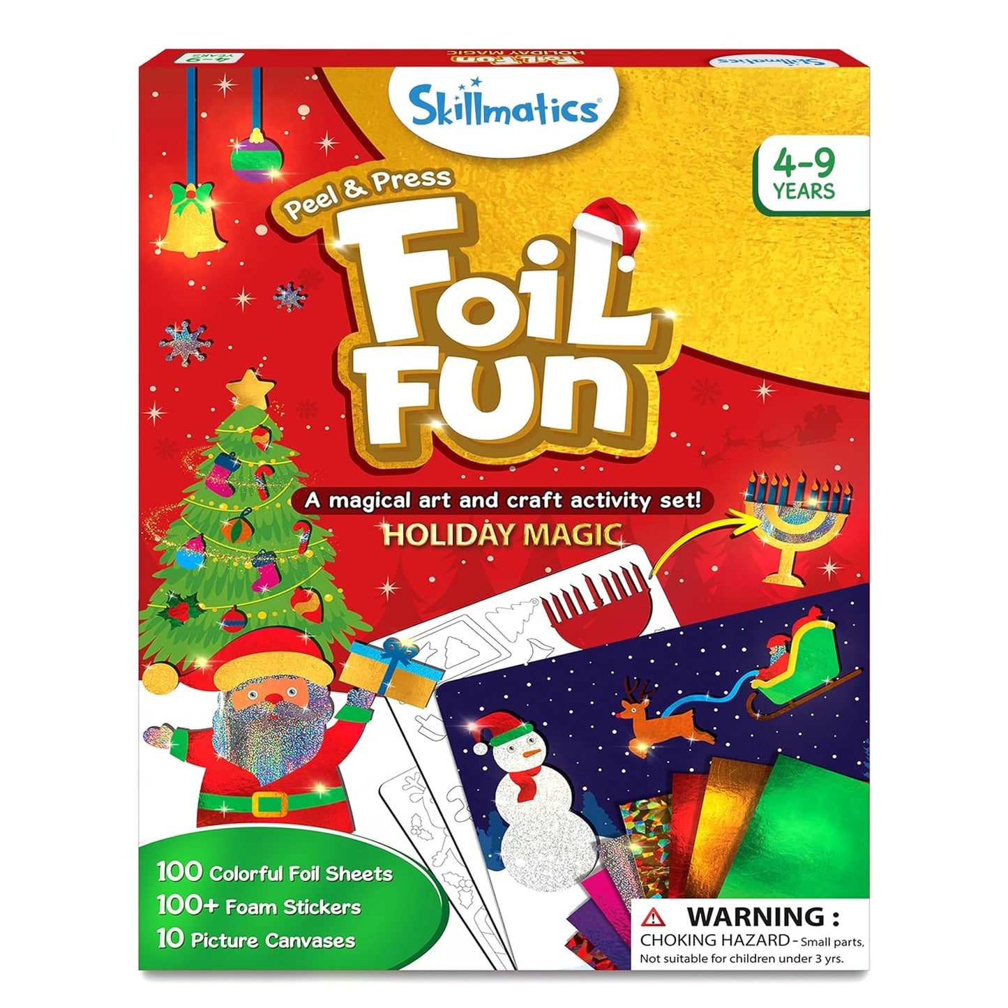 Skillmatics Foil Fun – Holiday Magic, Mess-Free Holiday Art & Craft Kit | DIY Foil Art Activity for Kids, Travel Toys, Gift for Boys & Girls Ages 4, 5, 6, 7, 8, 9