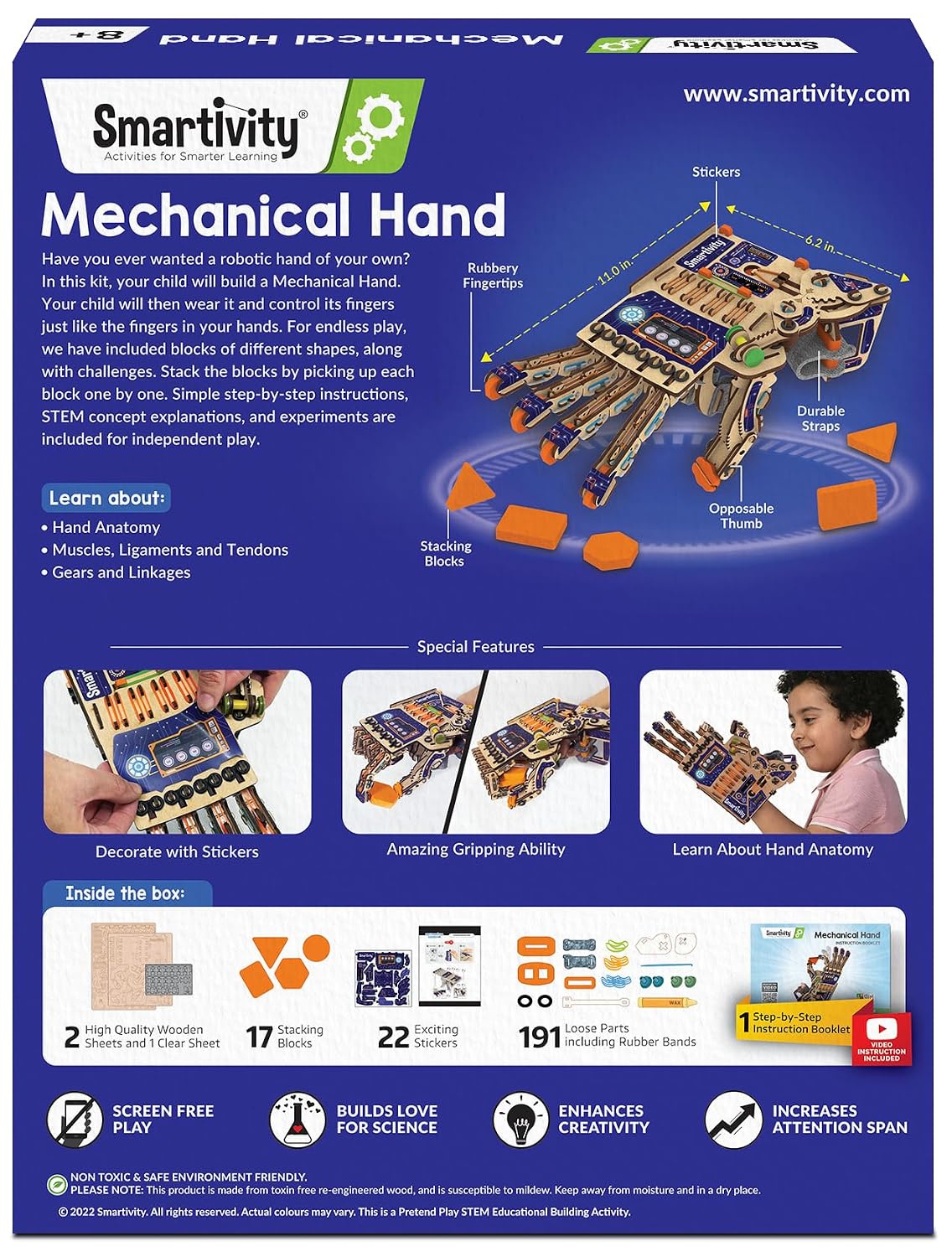 Smartivity Robotic Mechanical Hand STEM Toy for Kids 8-14 | Parents' Choice Award Winner | Superhero STEM Toy | Birthday Gift for Boys & Girls Ages 8,9,10,11,12,13,14
