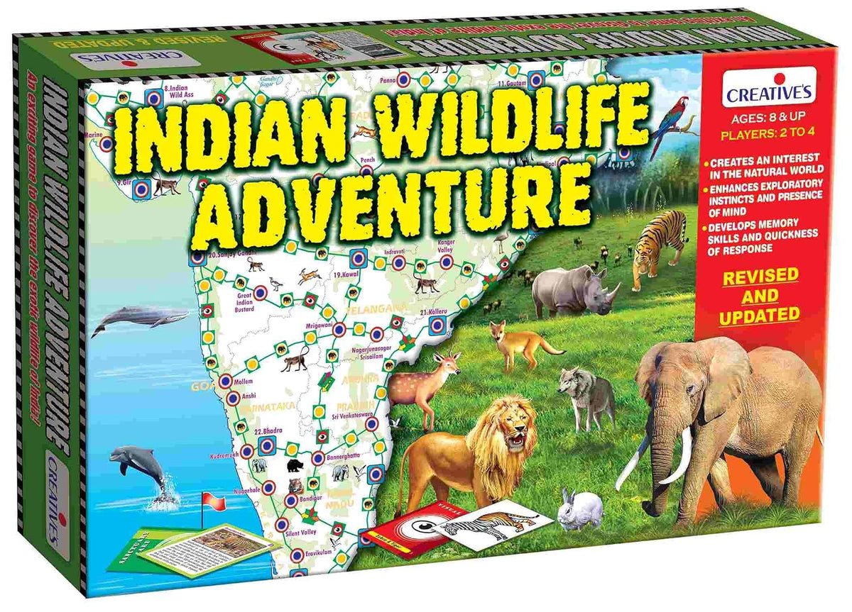 Creative’s Indian Wildlife Adventure, Educational Board Games for Kids, Learn India’s Animals, National Parks & Wildlife Sanctuaries, Educational Geography & GK Family Game, 2–4 Players, Age 8+