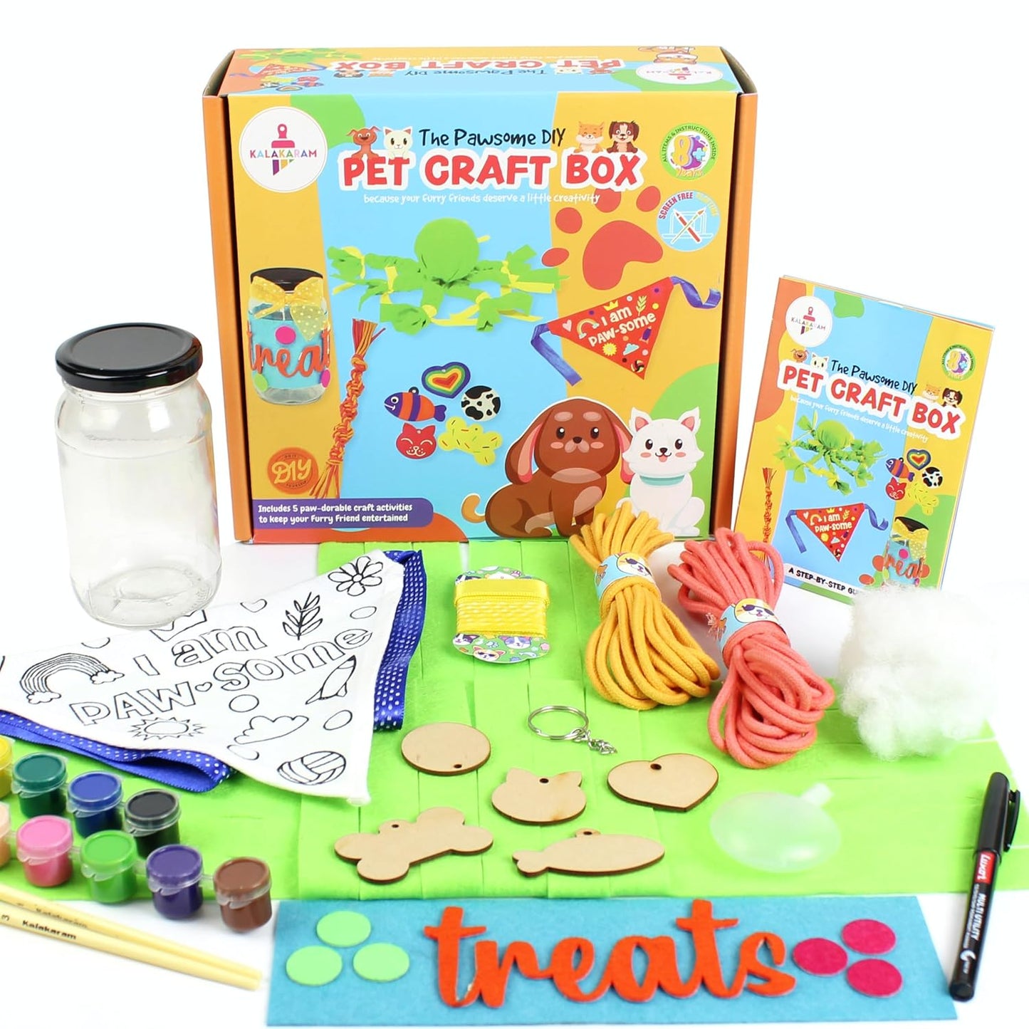 Kalakaram Pet Craft Box, Create 5 Wonderful Crafts with This kit, Perfect for pet Lovers and to Pamper Your Pets. DIY Art and Craft Kit, Fun and Engaging Activity kit for Kids Age 8, 9, 10, 11
