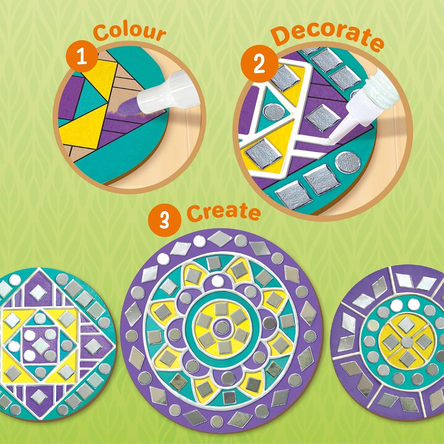 Imagimake DIY Lippan Art Kit | Art & Craft Kit for Girls Age 8+ | Lippan art kit: 3 wooden bases, 3 acrylic markers, 150+ sequins & 2 clay tubes; mirrorwork, clay & colour; girls 9-12