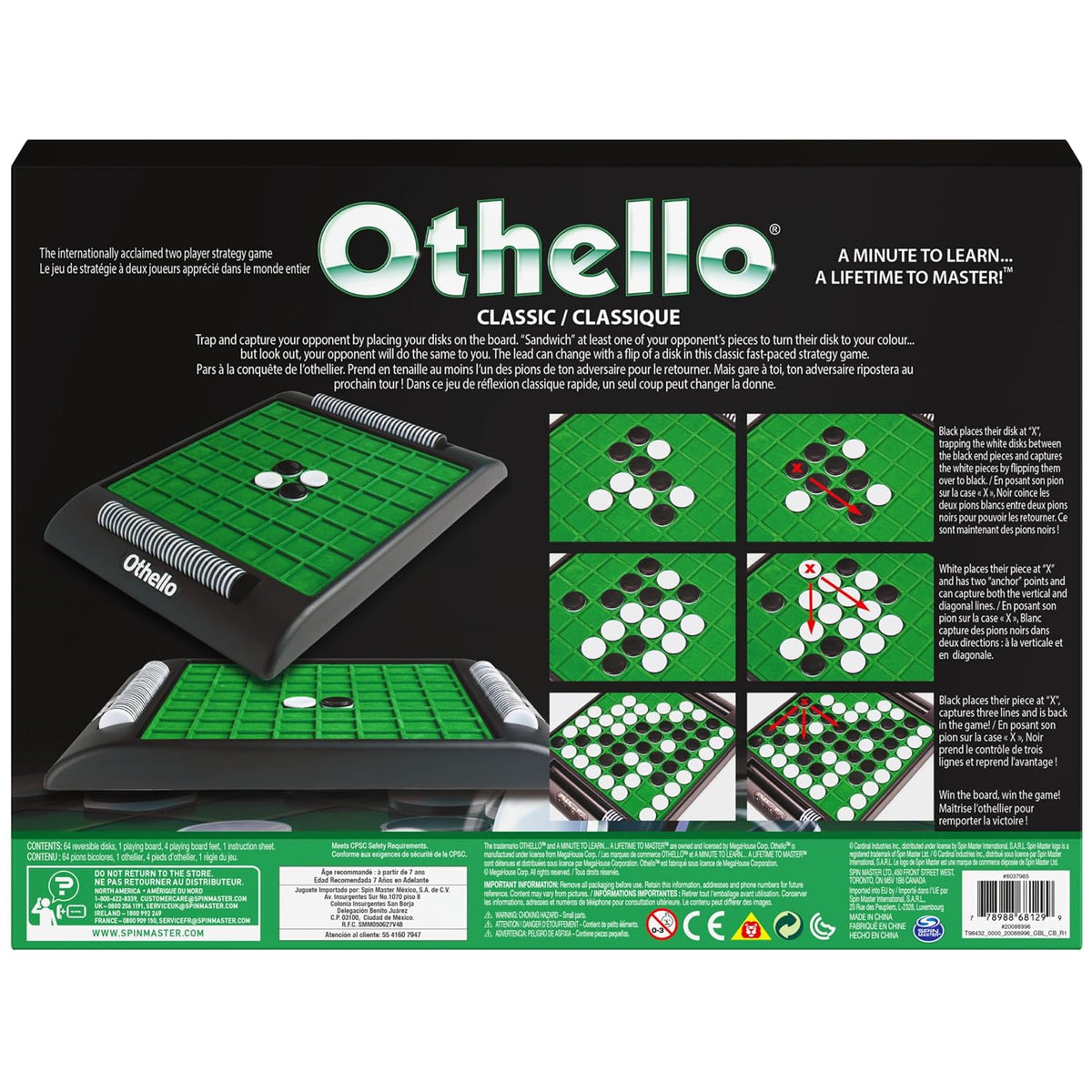 Othello, Strategy Classic Family Board Game 2-Player Reversi Brain Teaser STEM Math Skills, for Adults and Kids Ages 7 and up