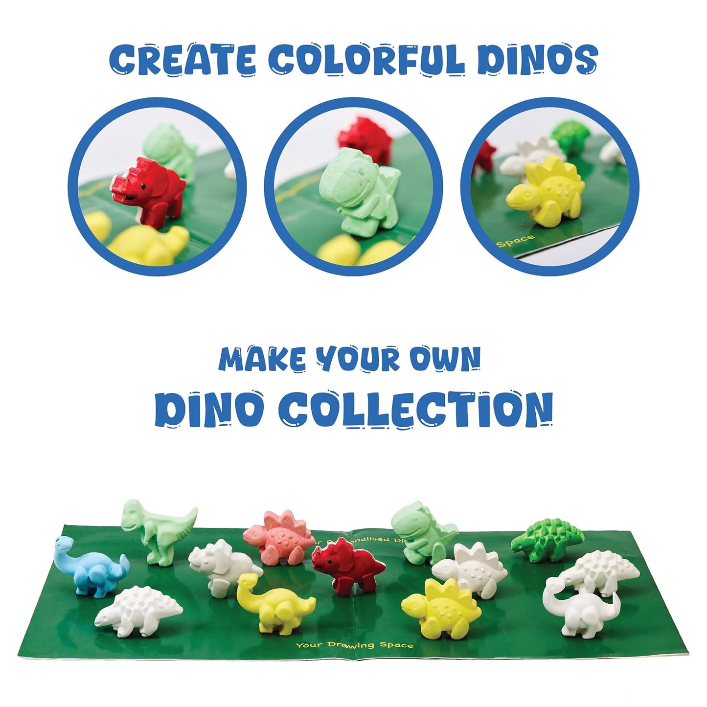 Kores Dino Chalk Making Kit | DIY Chalk Craft Set for Kids Age 5+ | Make 6 Colourful Dinosaur-Shaped Chalks | Fun Learning & Creative Activity | Safe, Non-Toxic STEM Toy for Boys & Girls