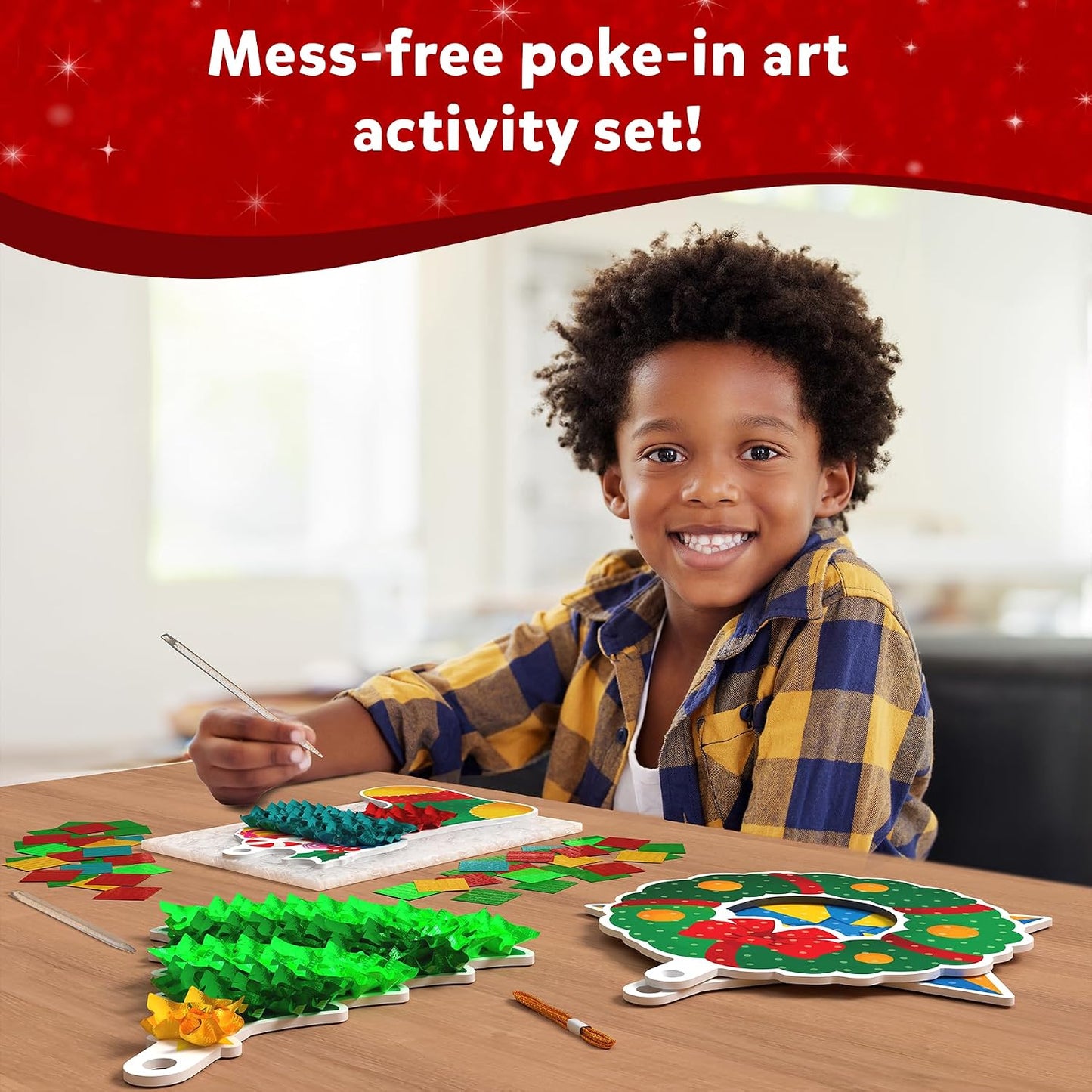 Skillmatics Poke-in Art – Christmas Decor, DIY Craft Kits | Mess-Free Art for Kids, Creative Activity, Screen-Free, Gift for Ages 4, 5, 6, 7, 8, 9, 10, 11, 12