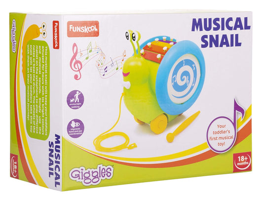 Giggles - 3 In 1 Pull Along Musical Snail, Xylophone, Drum And Walking Preschool Toys (12 Months & Above, Infant, Multicolour) (0 pieces)