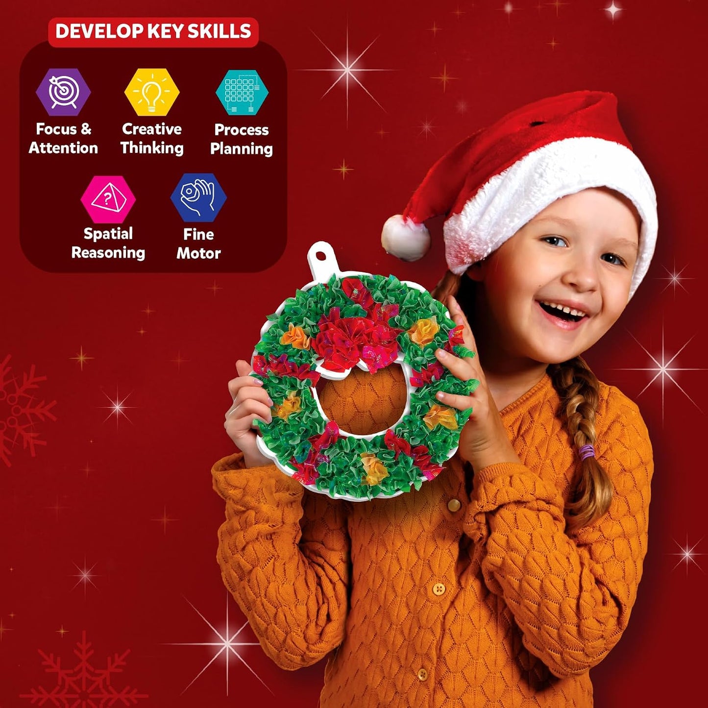 Skillmatics Poke-in Art – Christmas Decor, DIY Craft Kits | Mess-Free Art for Kids, Creative Activity, Screen-Free, Gift for Ages 4, 5, 6, 7, 8, 9, 10, 11, 12