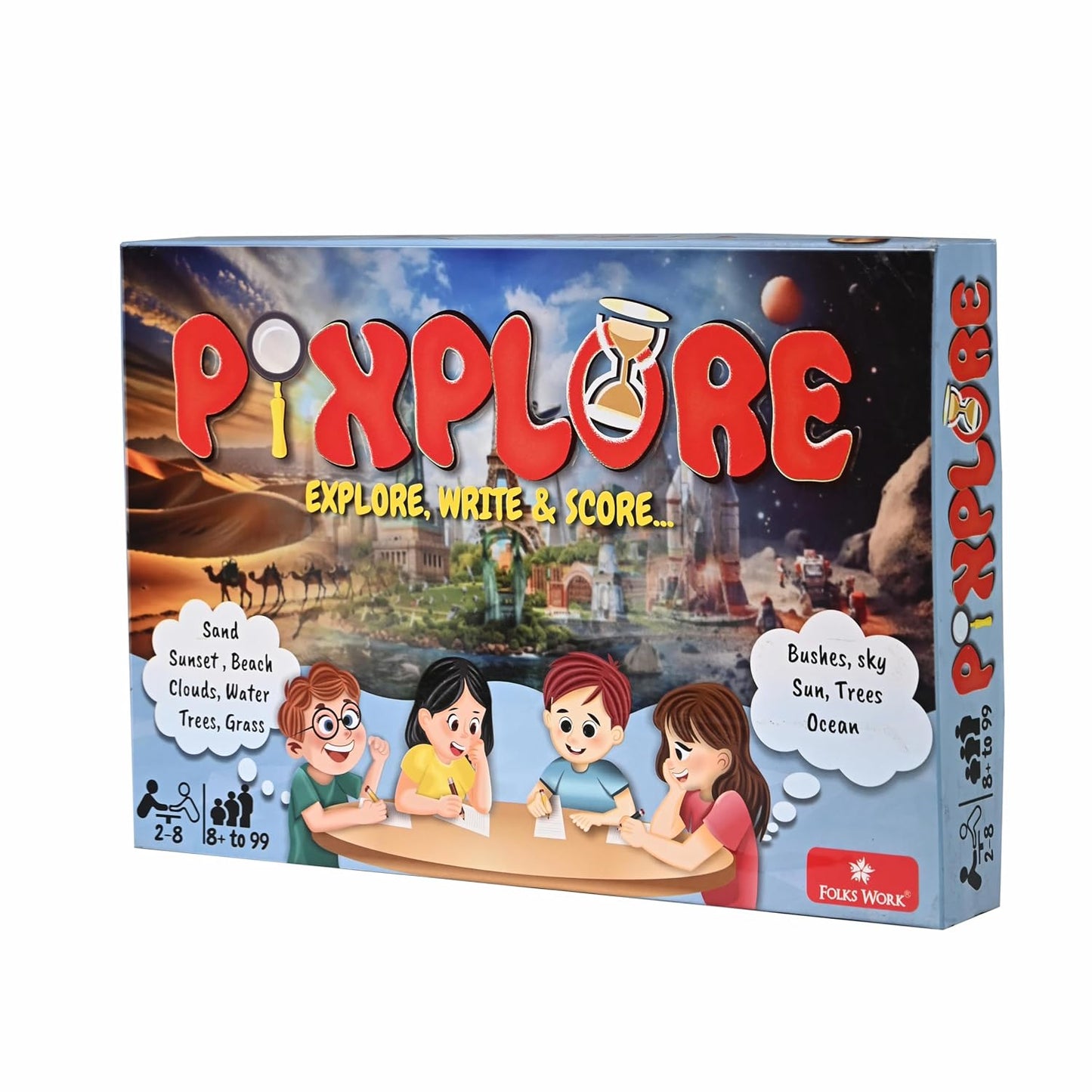 Pixplore Educational Board Game, 2-8 Players, Ages 8+, Memory Enhancement and Vocabulary Building Card Game, 30 Minutes Play Time
