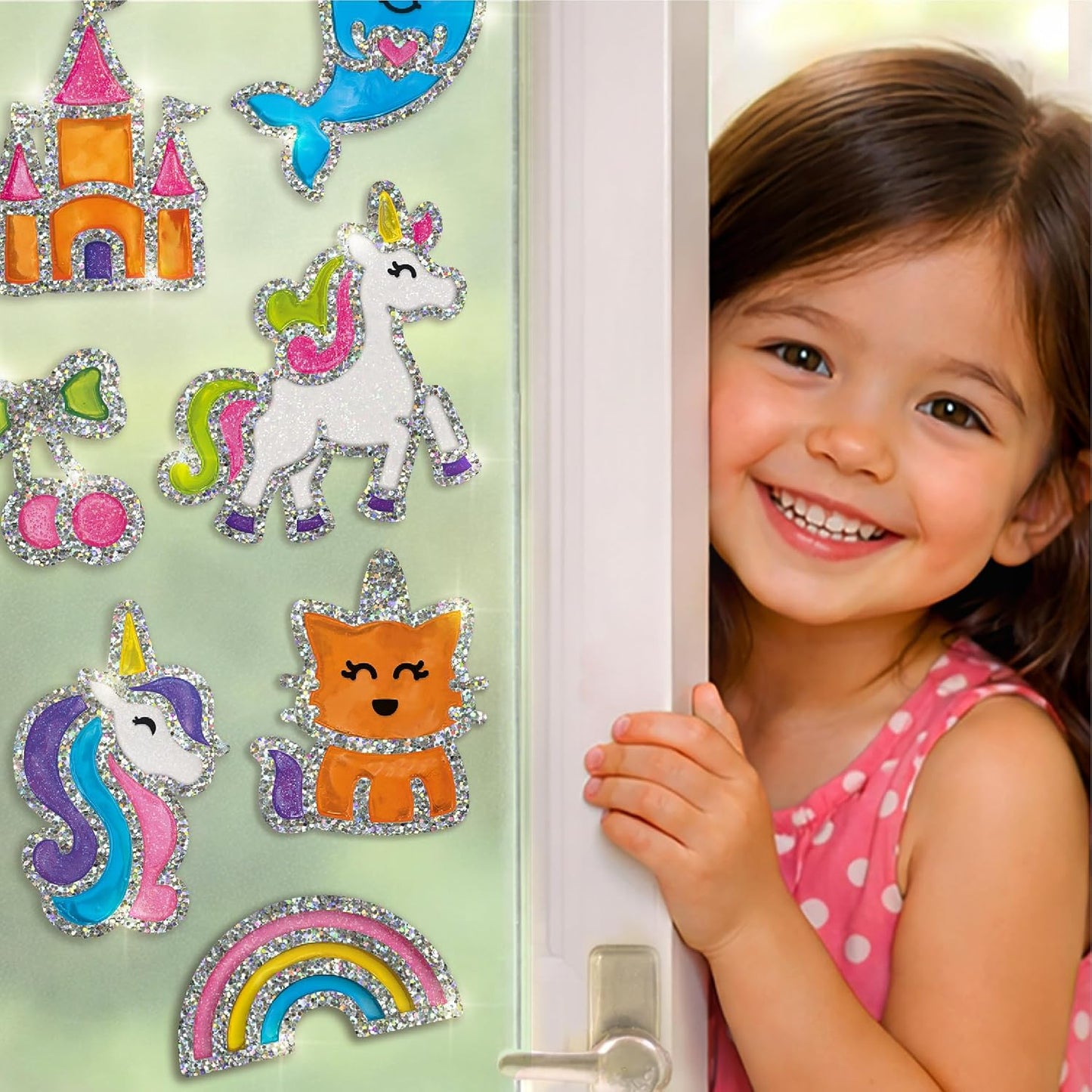 Imagimake DIY Unicorn Jelly Stickers | Art & Craft Kit for Kids Age 3+ | 25+ unicorn designs, 15 glass paint tubes & detail sticker sheet; paint, peel & stick glossy jelly stickers on glass
