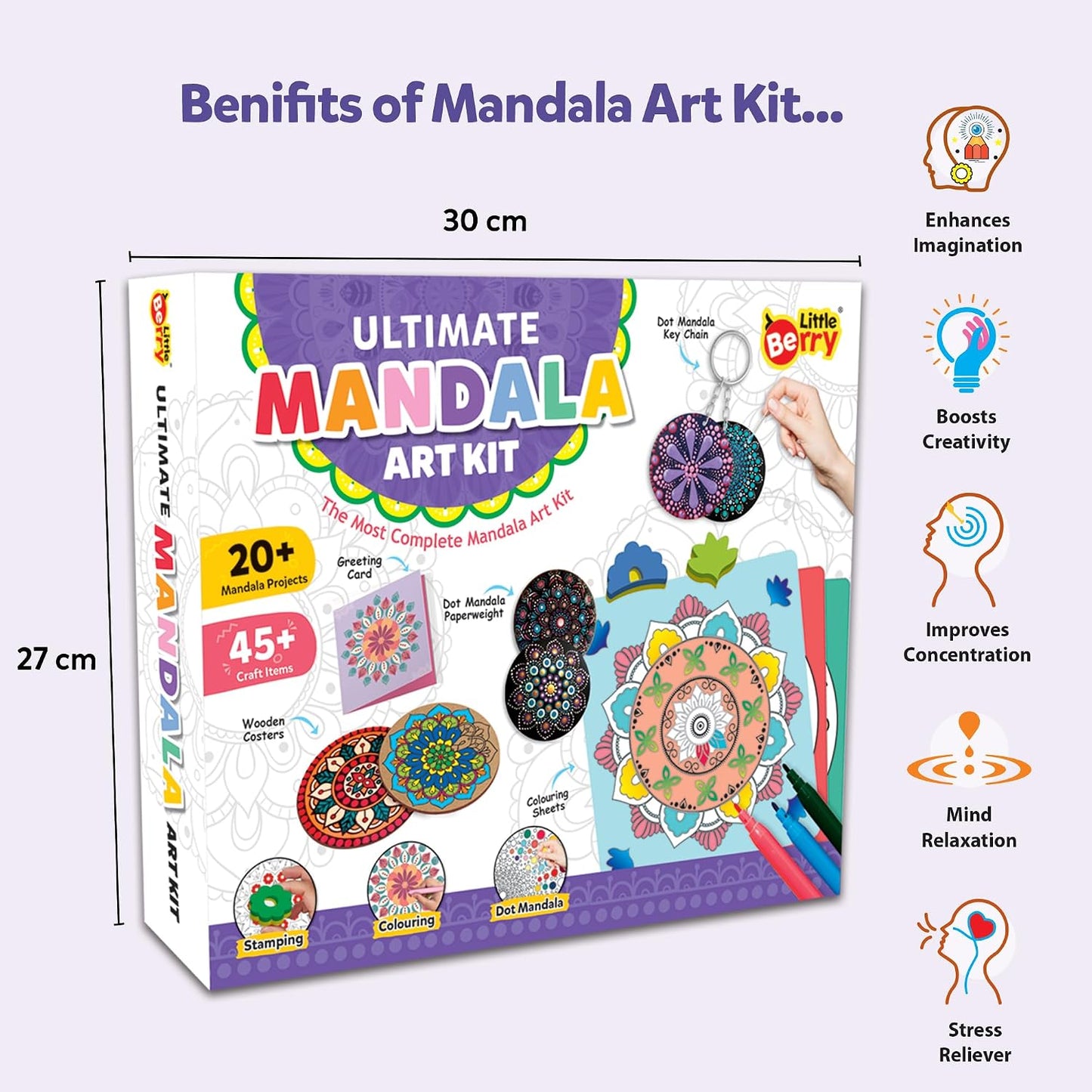 Little Berry Mandala Madhubani Painting Kit | Ultimate Mandala Art Kit for Adults | All-Inclusive Art and Craft Kit for Girls | Create 20+ Projects | Gifts for Girls Age 10-12
