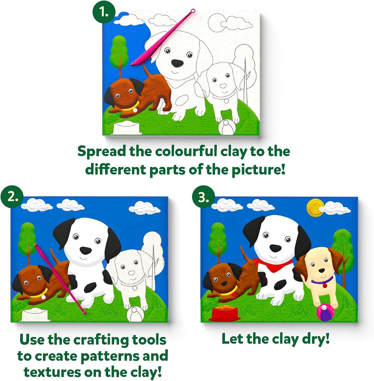 Skillmatics Art & Craft Kit - Colour with Clay, No Mess Art, Create a Clay Canvas of Pups at The Park, Gifts for Ages 5 to 12