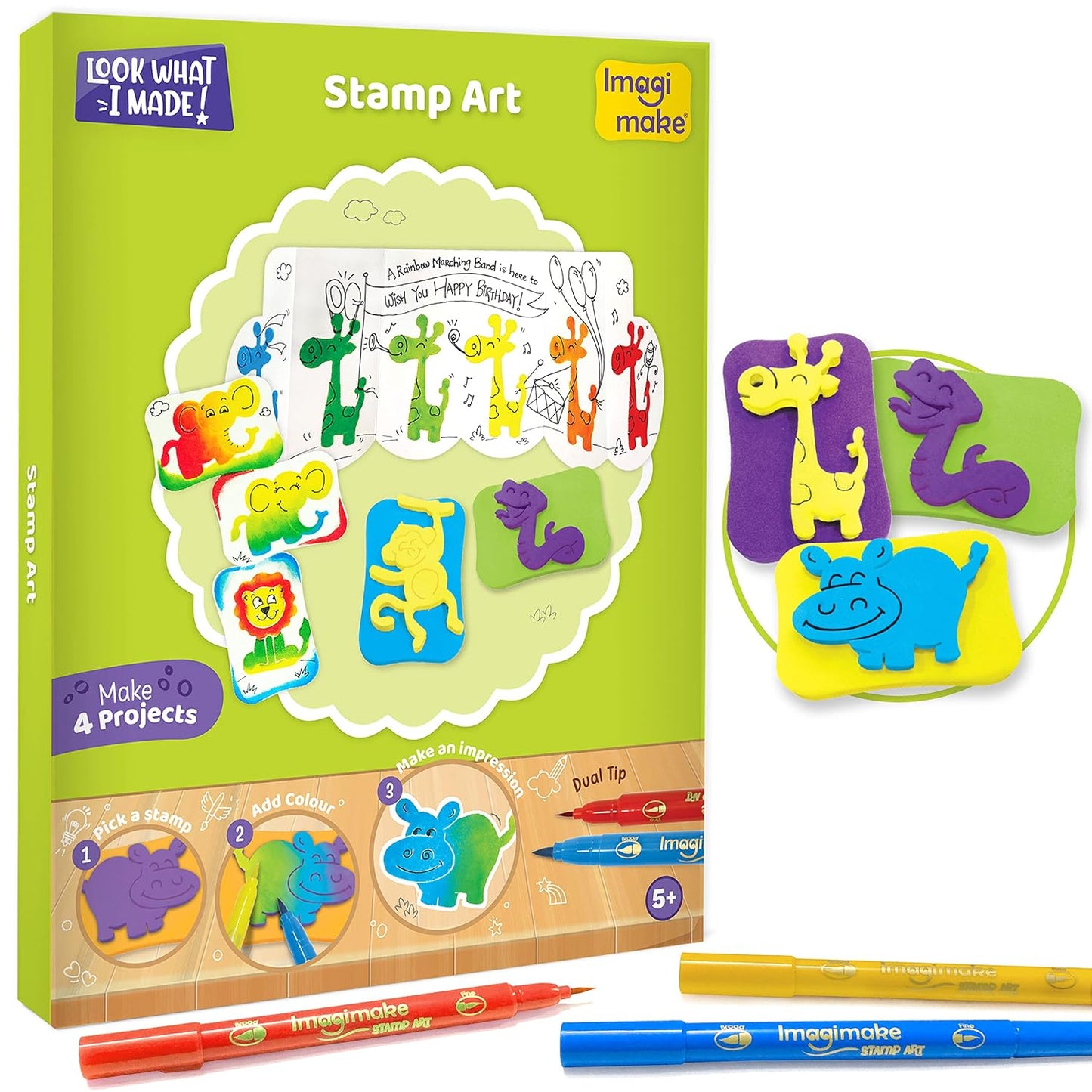 Imagimake 5-in-1 Awesome Craft Kit | Art & Craft Kit for Kids Age 5+ | 5 craft techniques—stamp art, jelly stickers, quilling, 3D paper & model making; 15+ projects, 100+ supplies