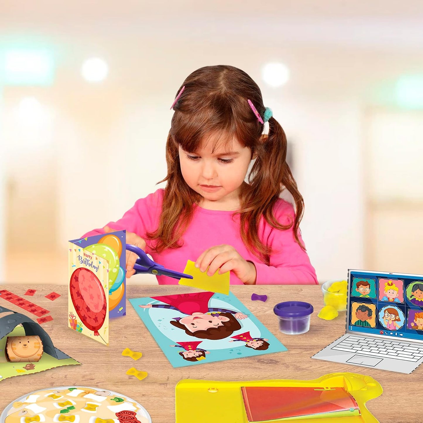 Imagimake My First Craft Kit | Art & Craft Kit | Kids Age 3+ | My first craft kit: 25 activities with child-safe scissor, reusable dough, folding board & glue; learn to cut, fold & paste