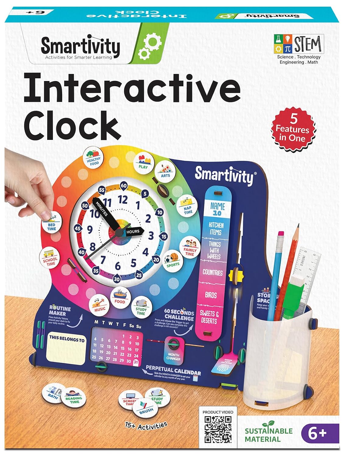 Smartivity DIY Interactive Clock & Organiser for Kids 6-12 Years | Features an Infinity Calendar | Educational STEM Toy | Birthday Gift for Boys & Girls Ages 6-12 Years
