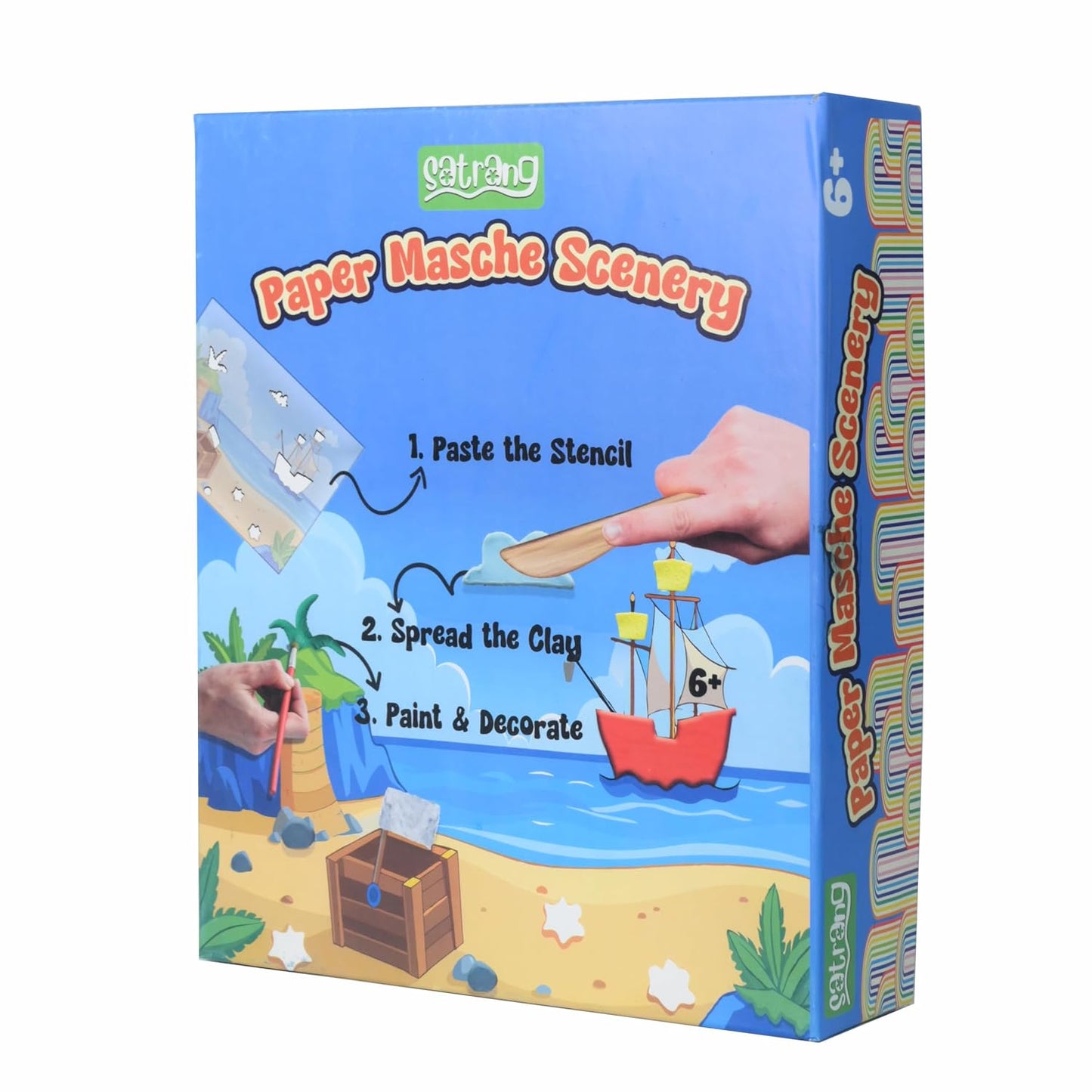 Satrang Paper Mache Scenery Art Kit for Kids, Ages 6+, 4 Scene Sets with Stencils, Paint and Tools, Creative DIY Craft Activity