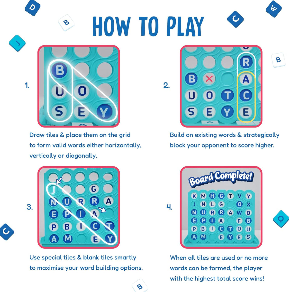 Funskool Word Build, Master The Art of Building Words, Strategy Game, Board Game for Kids, Adults, Educational, 2+ Players, Family Fun, Activity Toy for Childrens, Gift Set for Kid, Ages 6+ Years