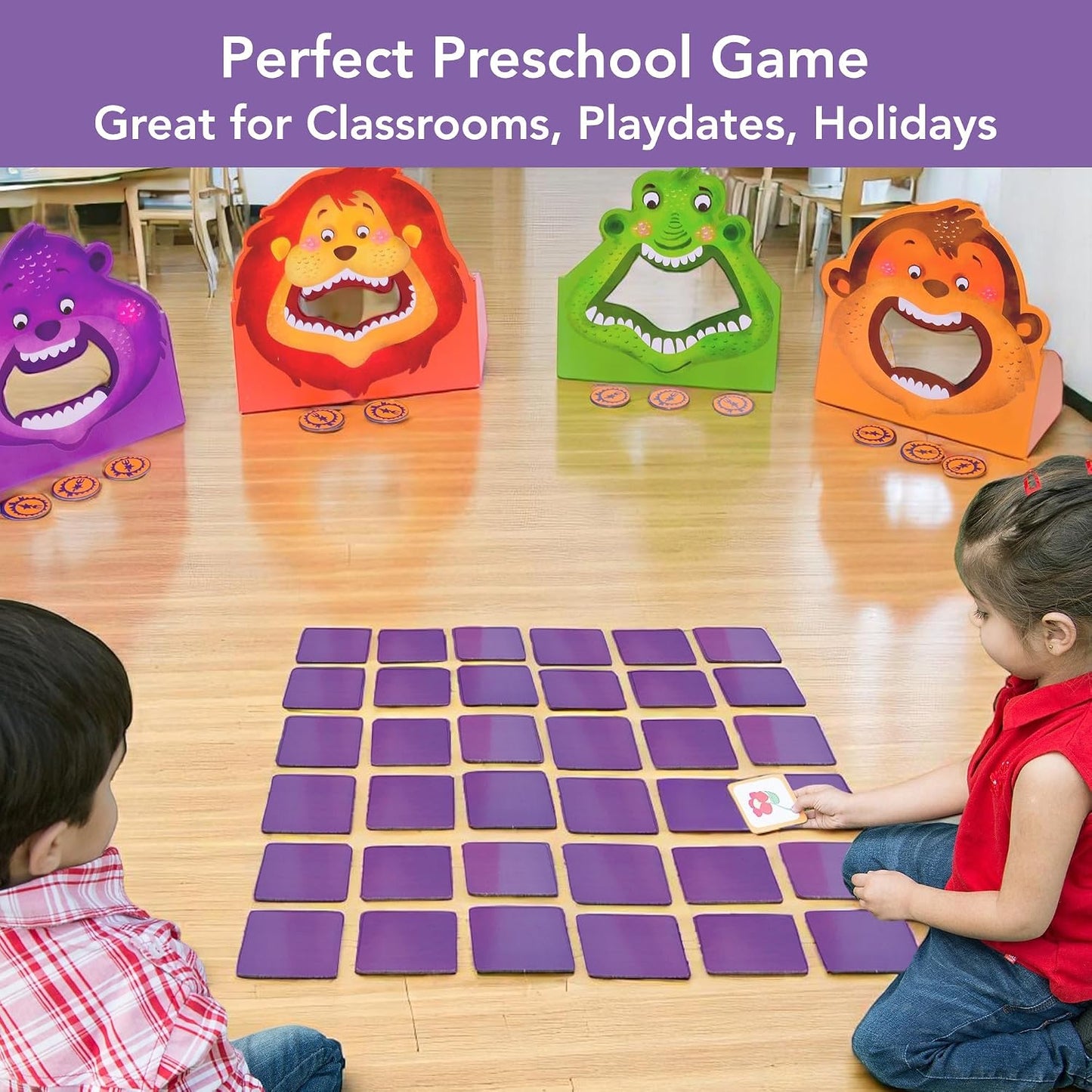 Chalk & Chuckles Hungry Four Memory Game, Learning & Educational Toy, Preschool Activity Kit, Gifts for Kids, Boys & Girls, Ages 3, 4, 5, 6, 7 Years, Perfect for Home, School, Playdates