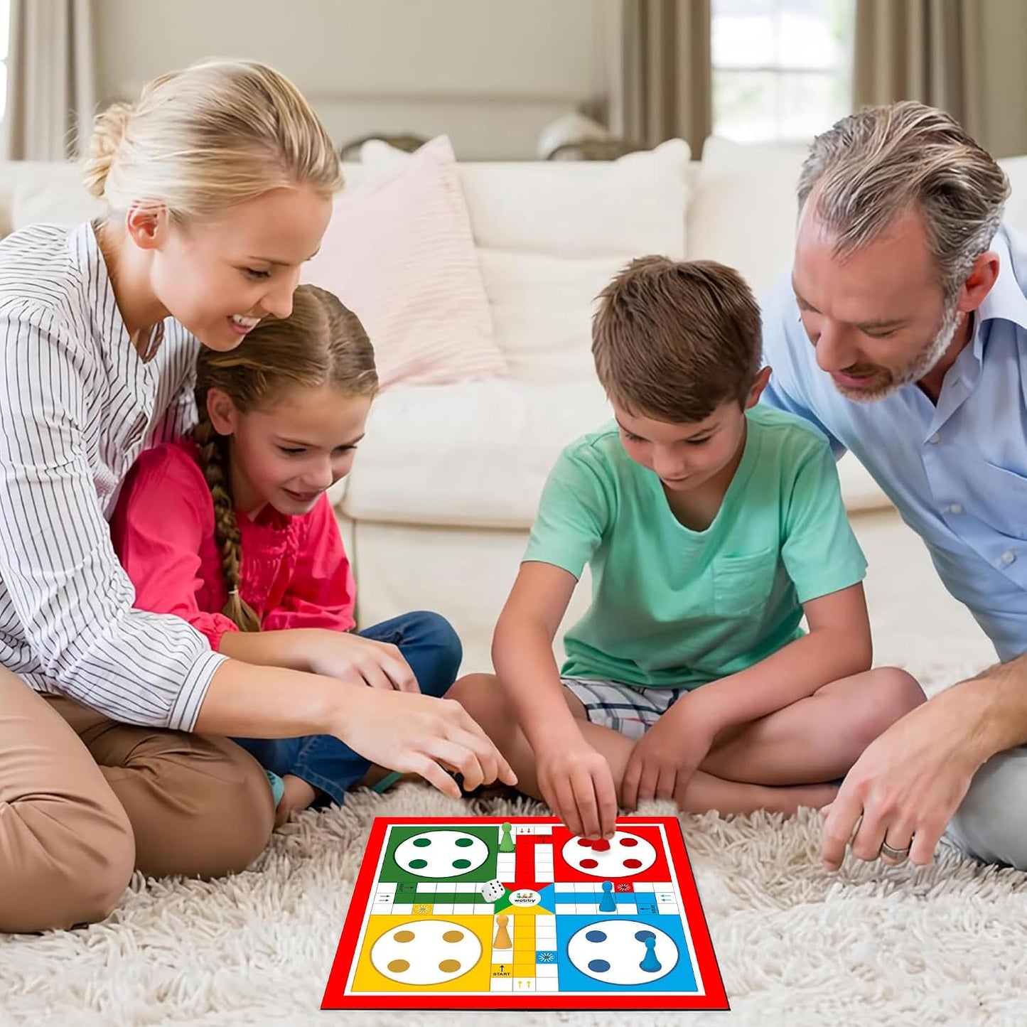Webby Ludo with Snake and Ladders Double Sided Board Game | Portable Travel Set | Traditional Fun Family Game for Kids and Adults