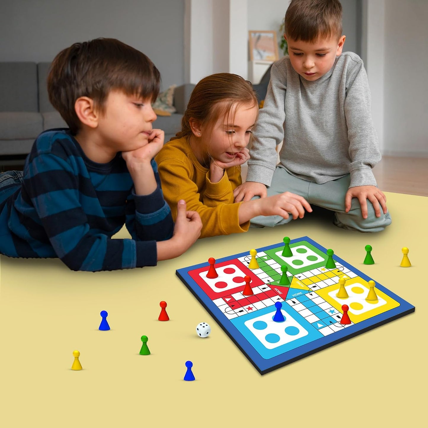 Ludo Game for Kids | 2-in-1 Magentic Snakes & Ladders and Ludo Board | 14”x14” Foldable Big Family Game for Kids & Adults | Travel-Friendly Dice Board Game