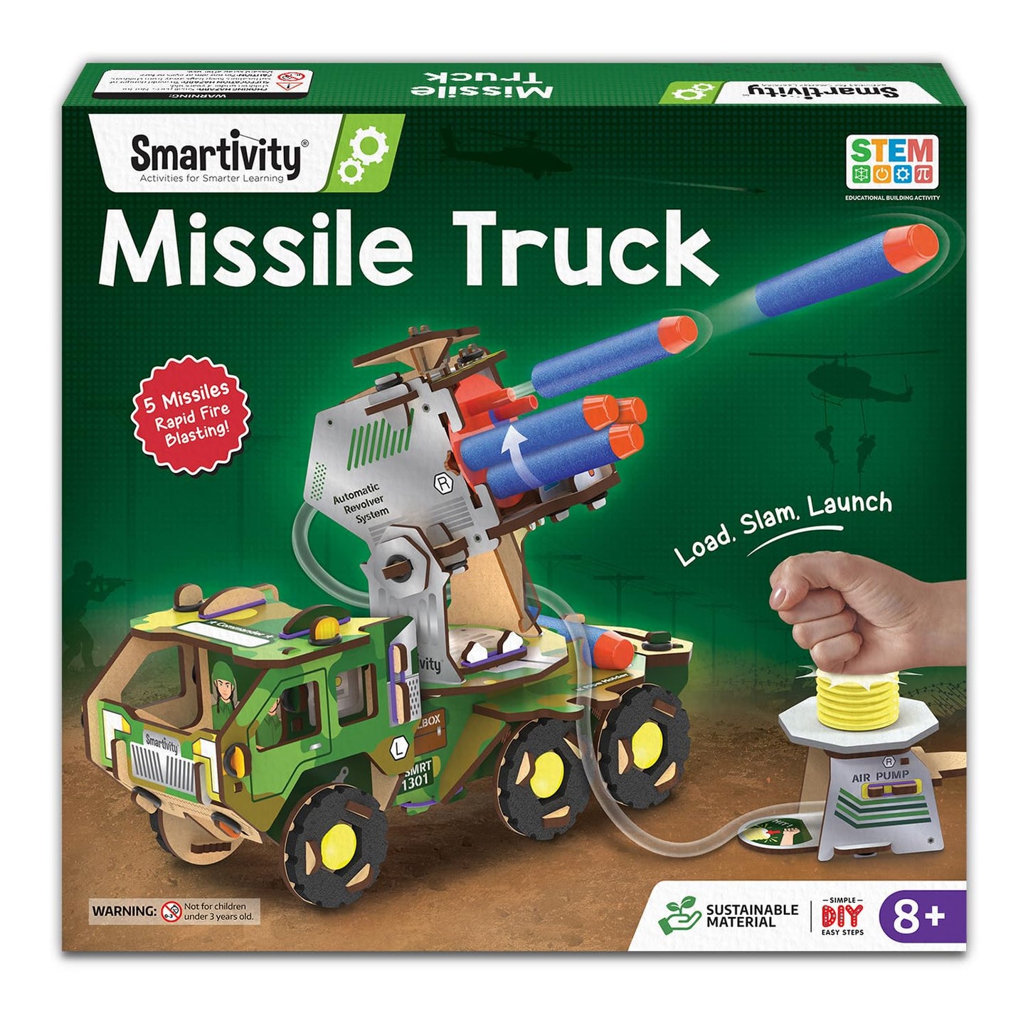 Smartivity DIY Military Vehicle Truck Toy for Kids 8-14 Years | Build Your Own Military Vehicle | Air-Powered Rotating Launcher | Birthday Gift for Boys & Girls 8-14 Years