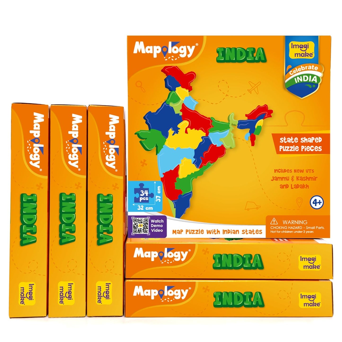 Imagimake Mapology : States of India Map Puzzle - Educational Toy and Learning Aid for Boys and Girls - Return Gift Combo for Birthday - Age 5 Years and Above - 6 Pieces
