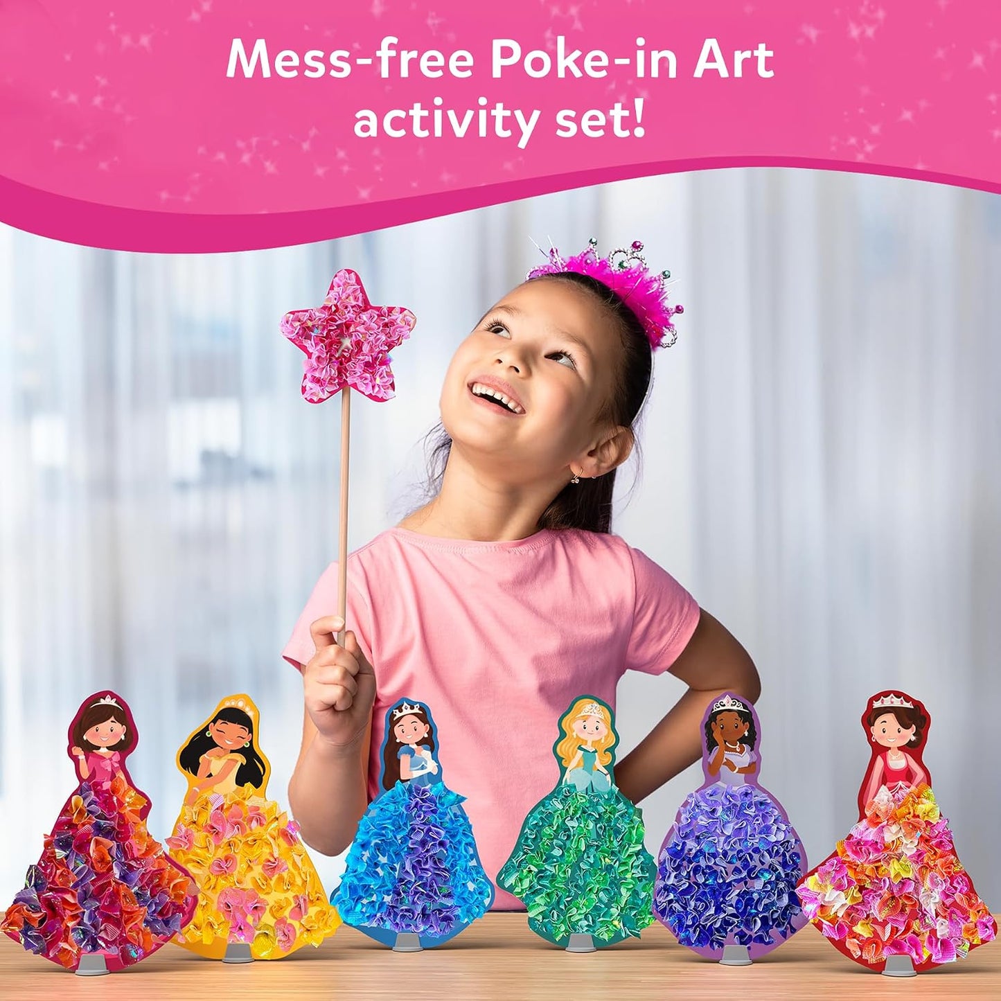 Skillmatics Poke-in Art – Magical Princesses, DIY Craft Kits | Mess-Free Creative Fun for Kids, Colourful Craft Activity, Gifts for Girls & Boys Ages 4, 5, 6, 7, 8, 9
