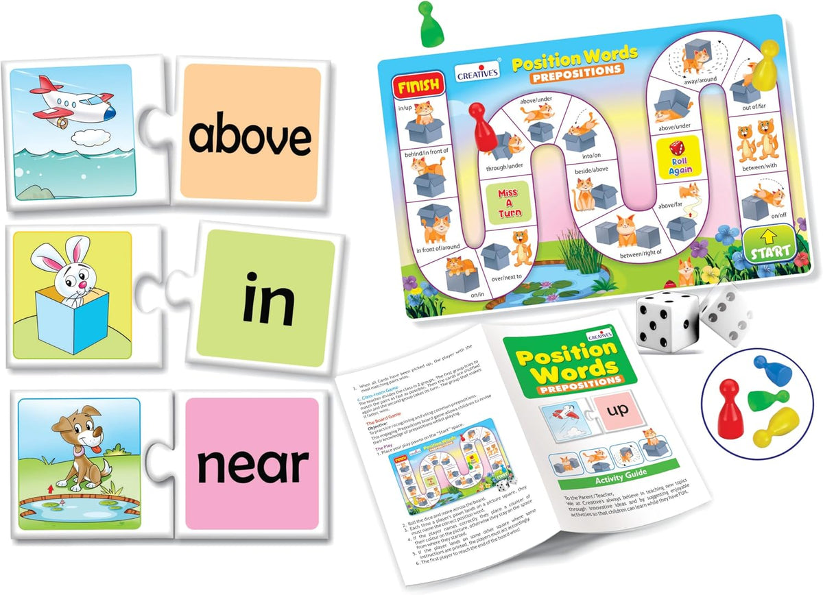 Creative's Position Words | Self-correcting Match-ups Puzzles | Board Game for kids | Learning & Educational Fun Game | Reinforce Basic Prepositions | Fun Learning Boards Game | Ages 8 & Up