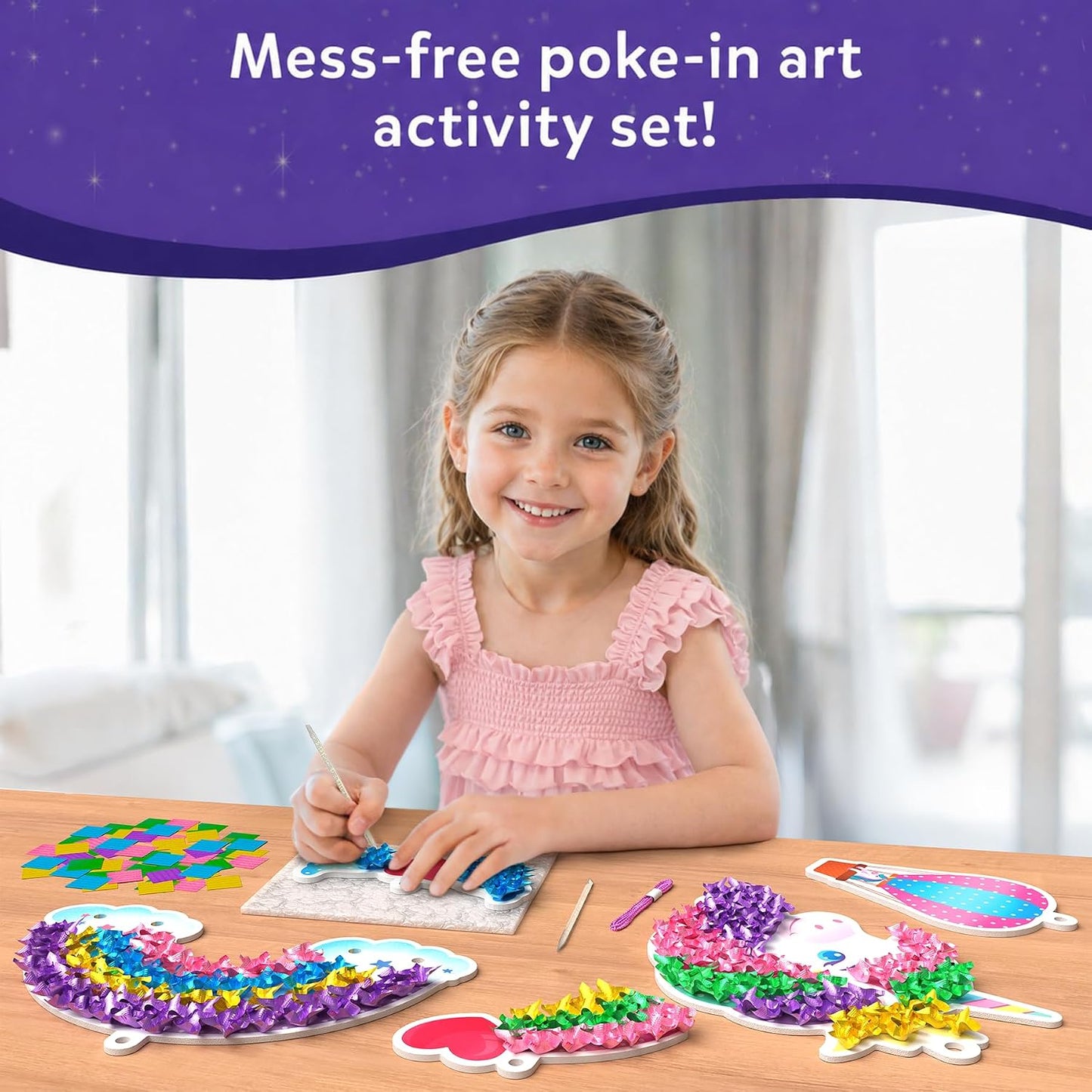 Skillmatics Poke-in Art – Magical Unicorn Dream Decor, DIY Craft Kit | 5 Foam Pieces, Mess-Free Fun for Kids, Screen-Free Activity, Creative Gifts for Kids Ages 4, 5, 6, 7, 8, 9