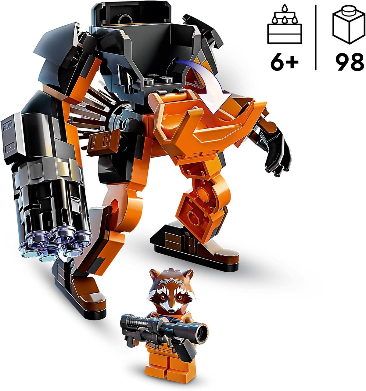 LEGO Marvel Rocket Mech Armour Set, Guardians of the Galaxy Racoon Buildable Action Figure Toy, Avengers Collectable Gift Idea for Kids 6 Plus Years Old 76243