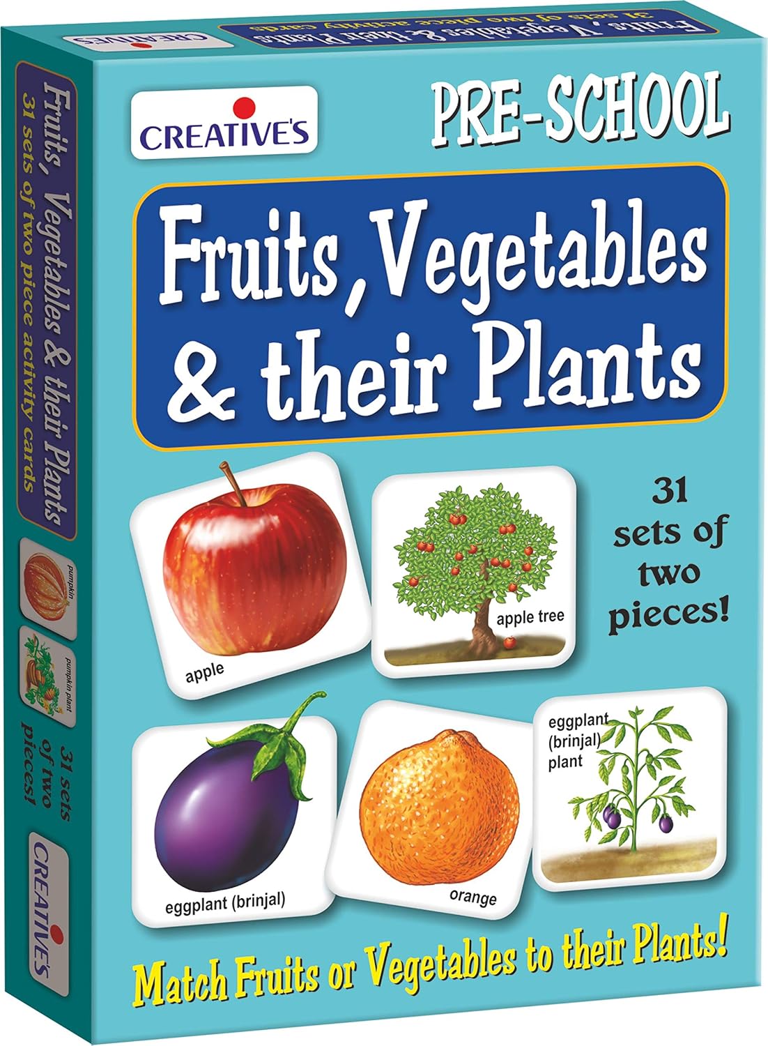 Creative's Fruits, Vegetables & Their Plants + What Things are Made of Combo Pack - Pre-School Learning Game - Educational Game for Kids - Puzzles & Card Games Pack of 2 - Ages 3 & Up