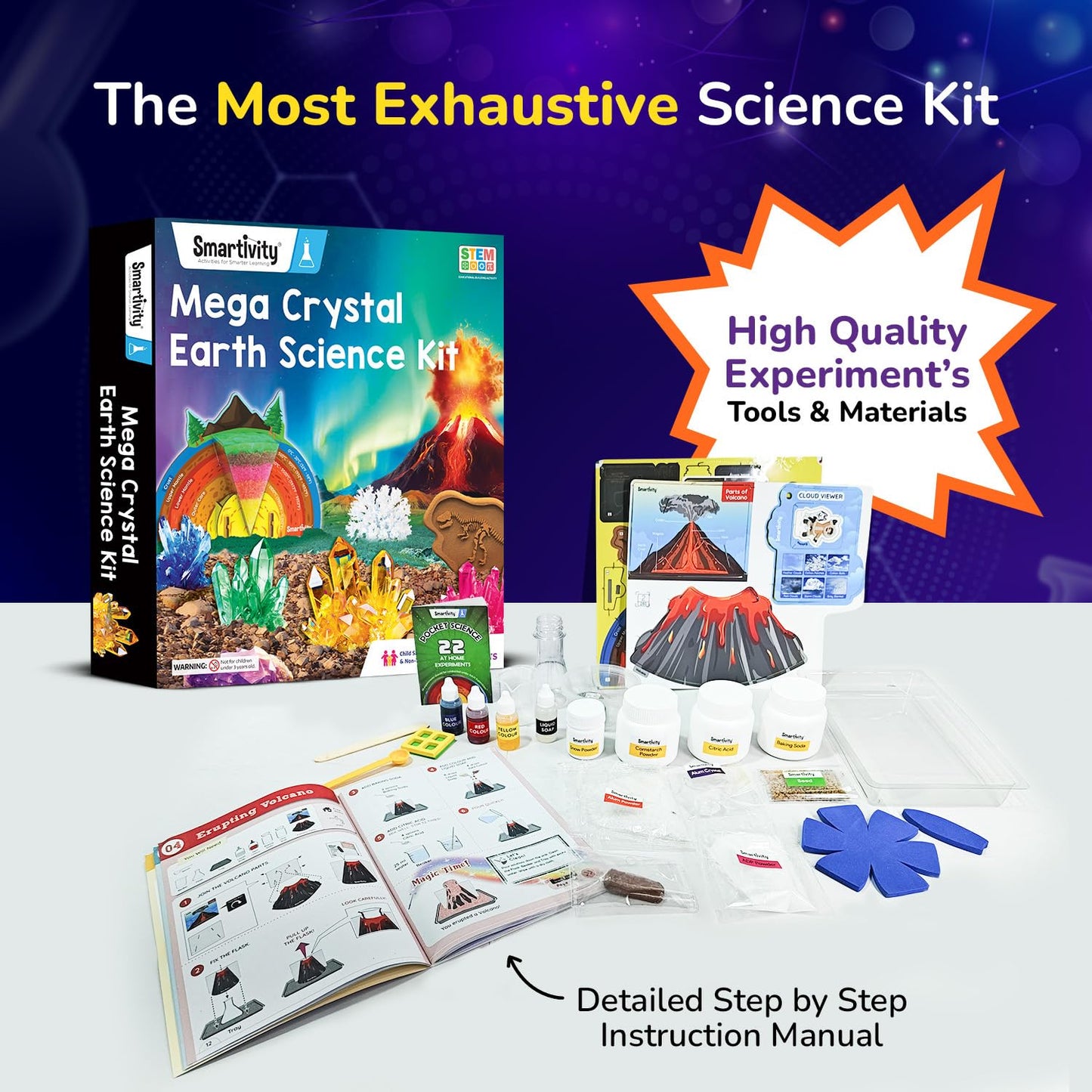 Smartivity Mega Crystal Earth Science Kit for Kids 8-14 Years | Explore Earth, Crystal & Fossilization Concepts | STEM Science Toy | Birthday Gift for Boys & Girls 8-14 Years