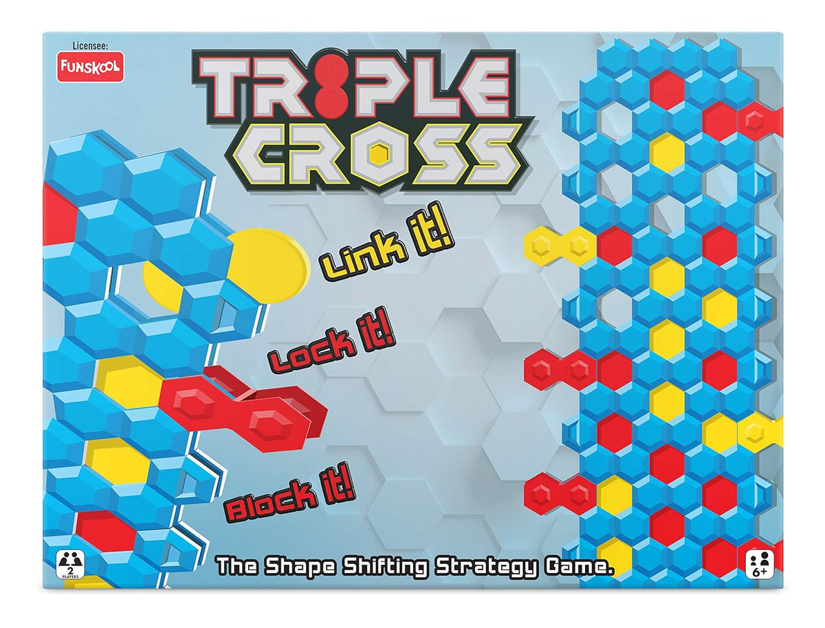 Funskool Triple Cross, Strategy Game, Board Game for Kids, Adults, Families, Educational, Fun, 2+ Players, Family Fun, Activity Toy for Childrens, Gift Set for Kid, Ages 6+ Years