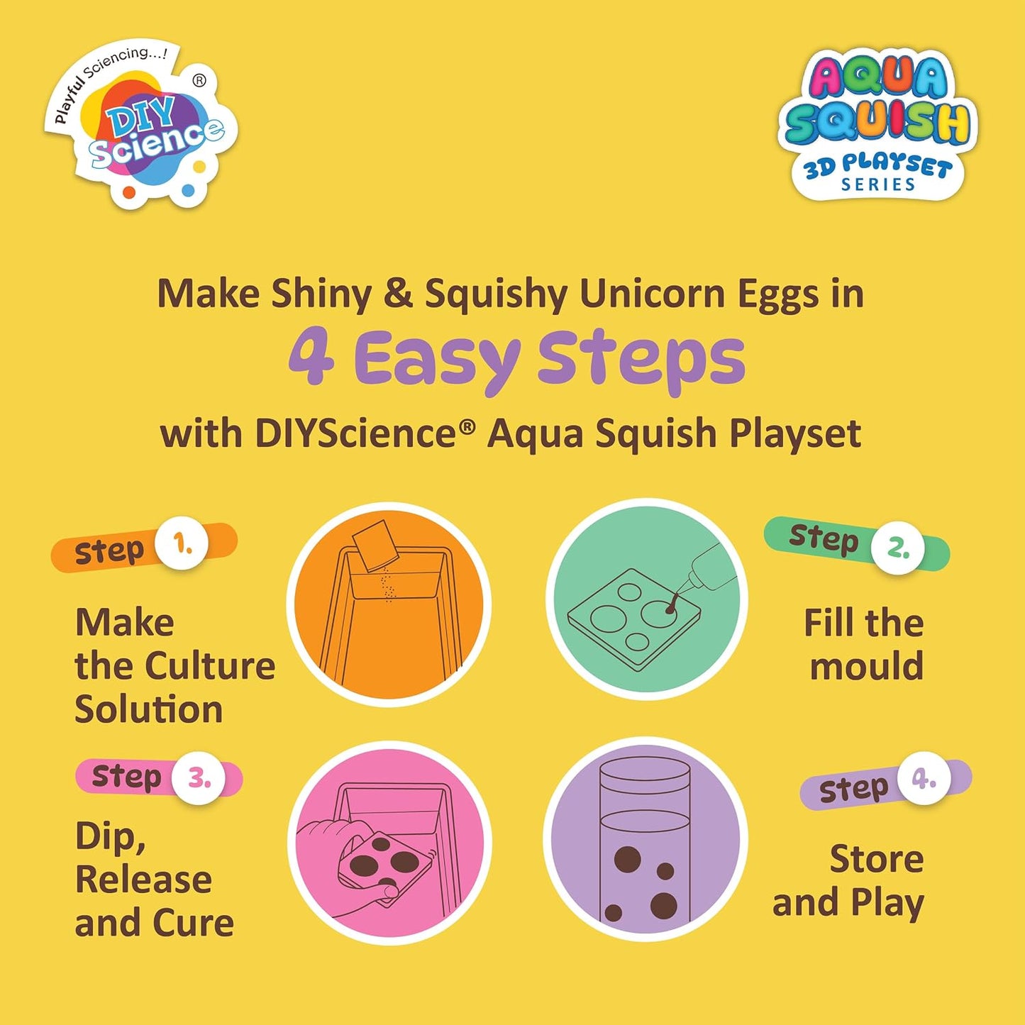 Aqua Squish Kit | Make 3D Colourful and Soft Squishy | Magic Water Elf Gel Toys for Girls and Boys (Unicorns Eggs)